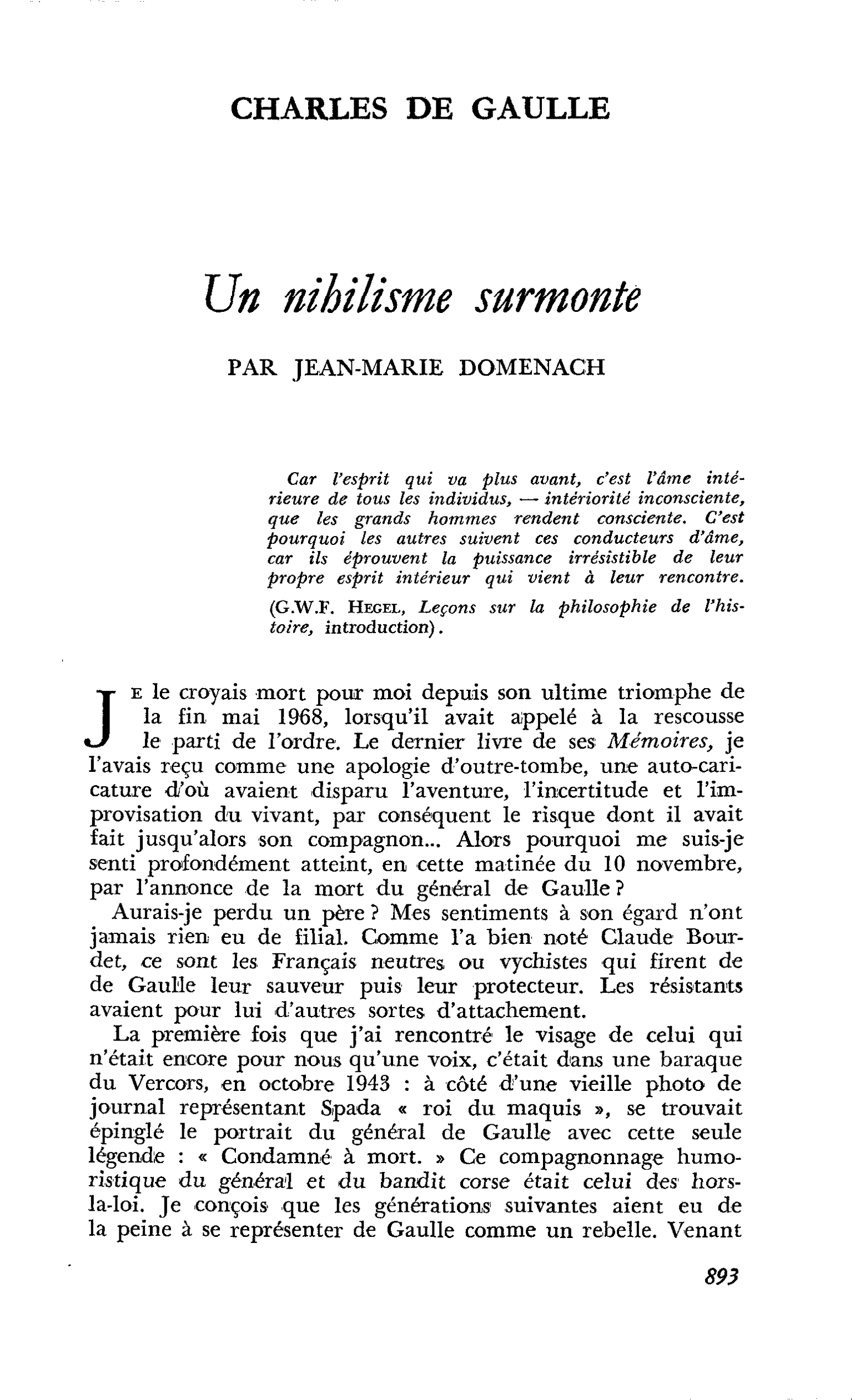 Un nihilisme surmonte