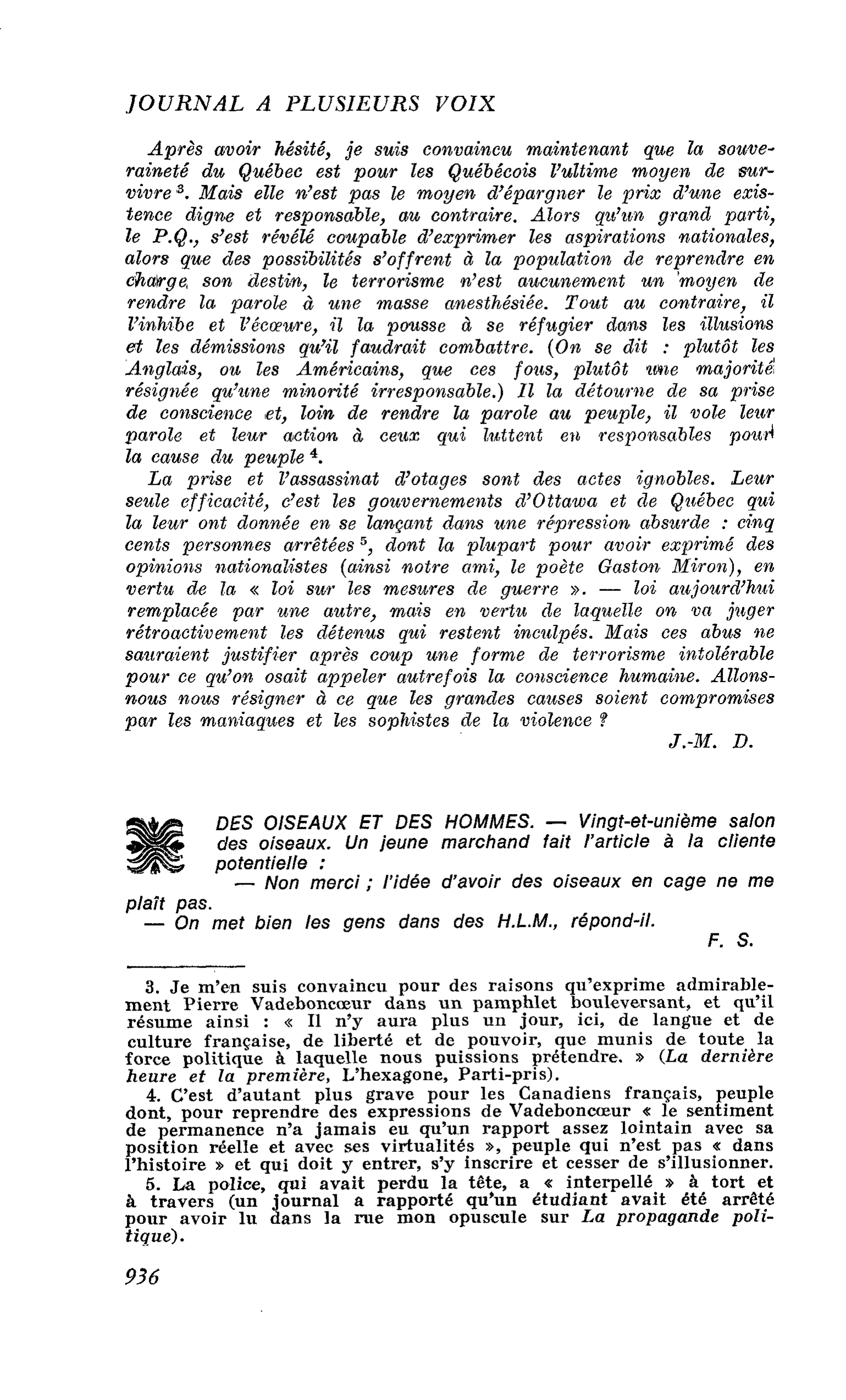 DES OISEAUX ET DES HOMMES