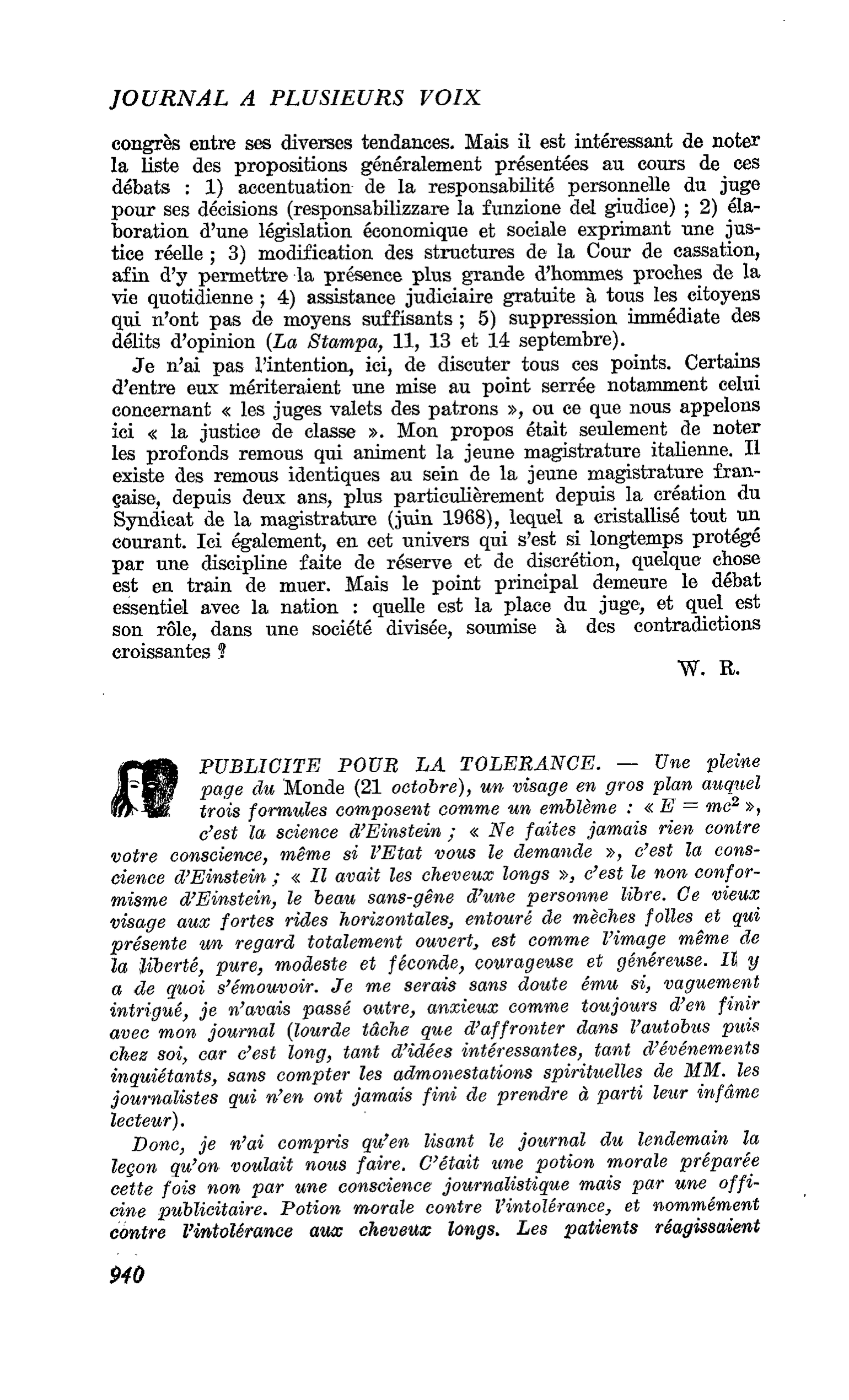 PUBLICITE POUR LA TOLERANCE