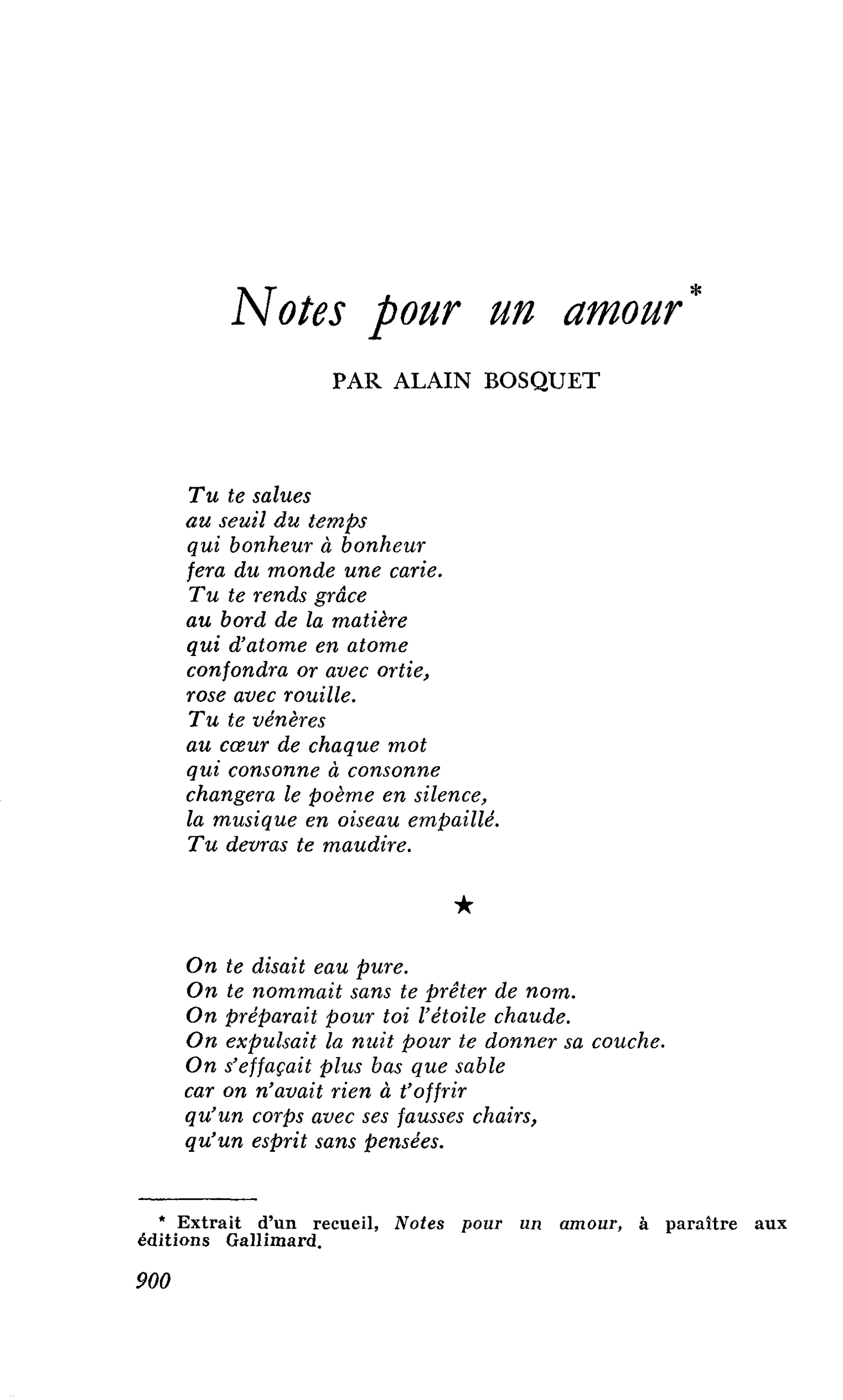 Notes pour un amour