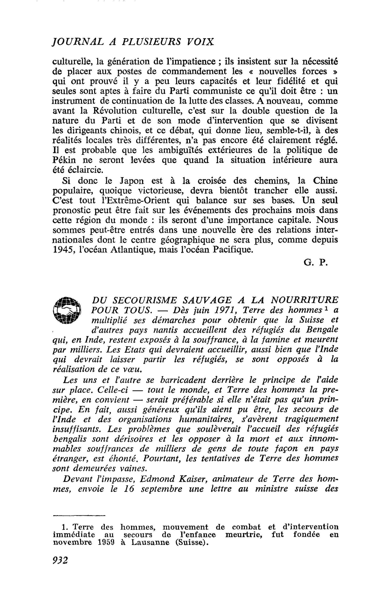 DU SECOURISME SAUVAGE A LA NOURRITURE POUR TOUS