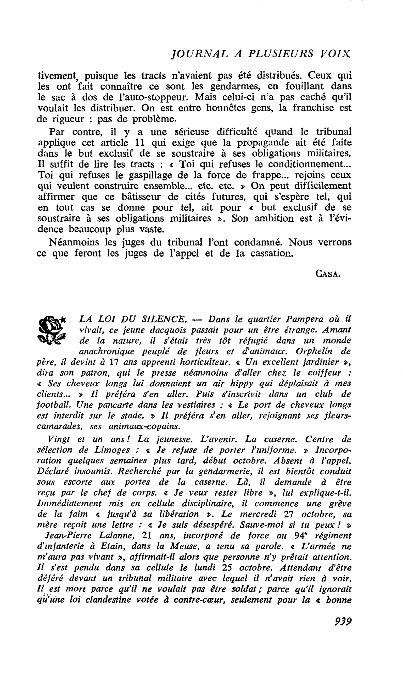 LA LOI DU SILENCE