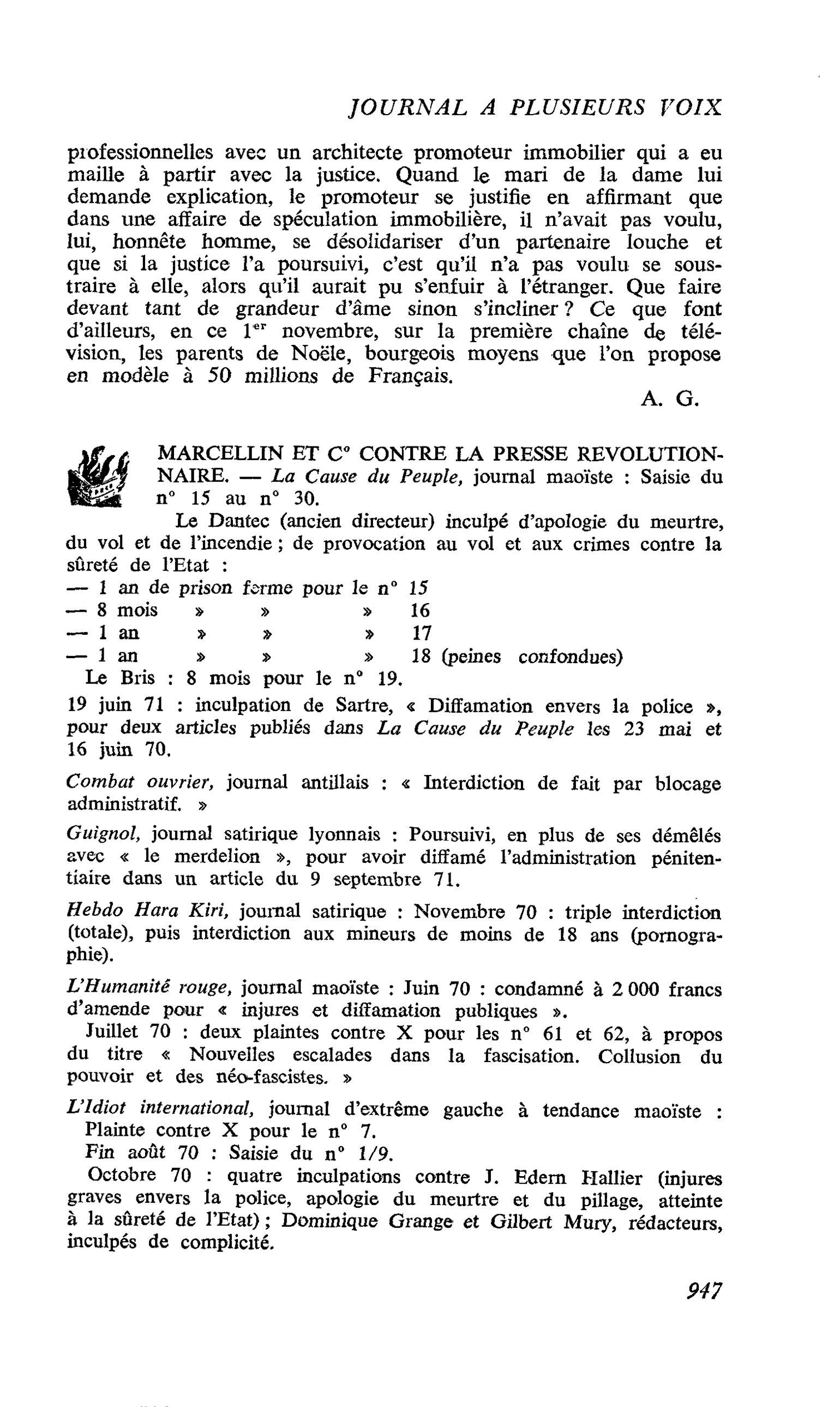 MARCELLIN ET C° CONTRE LA PRESSE REVOLUTIONNAIRE