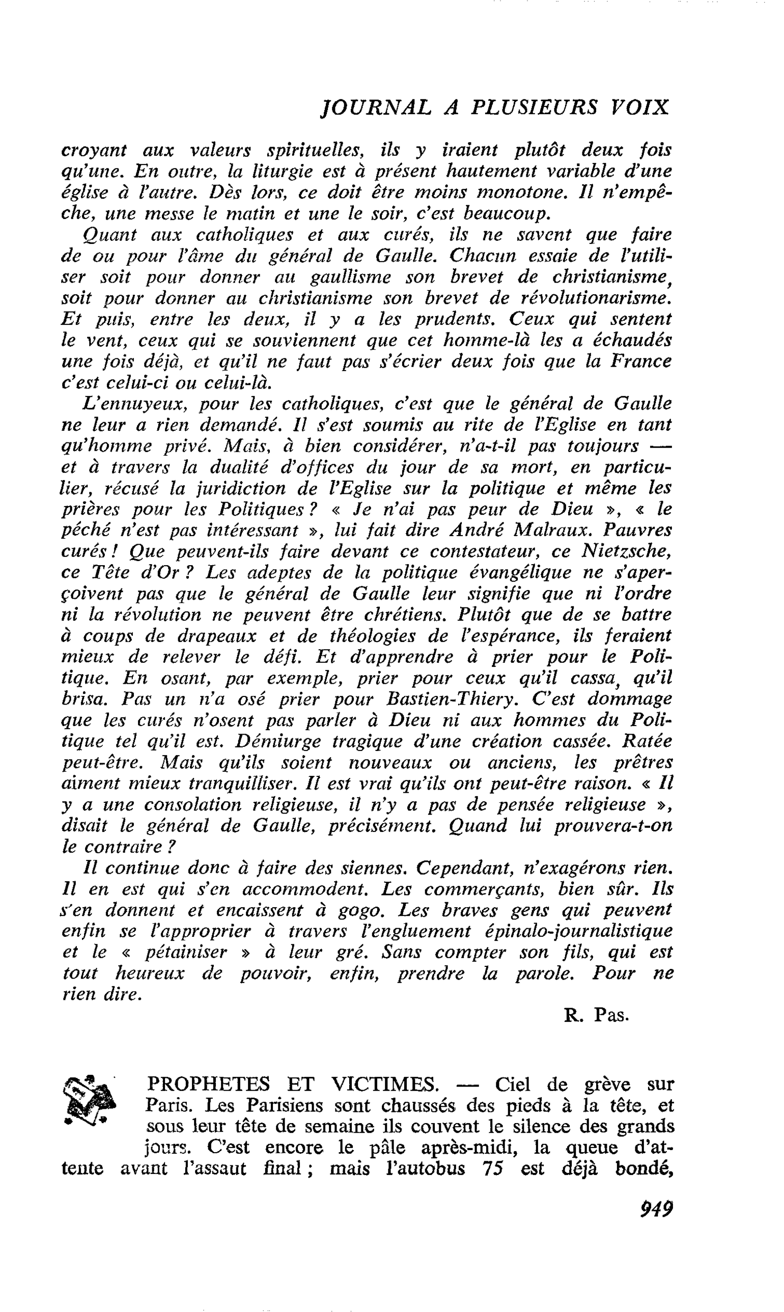 PROPHETES ET VICTIMES