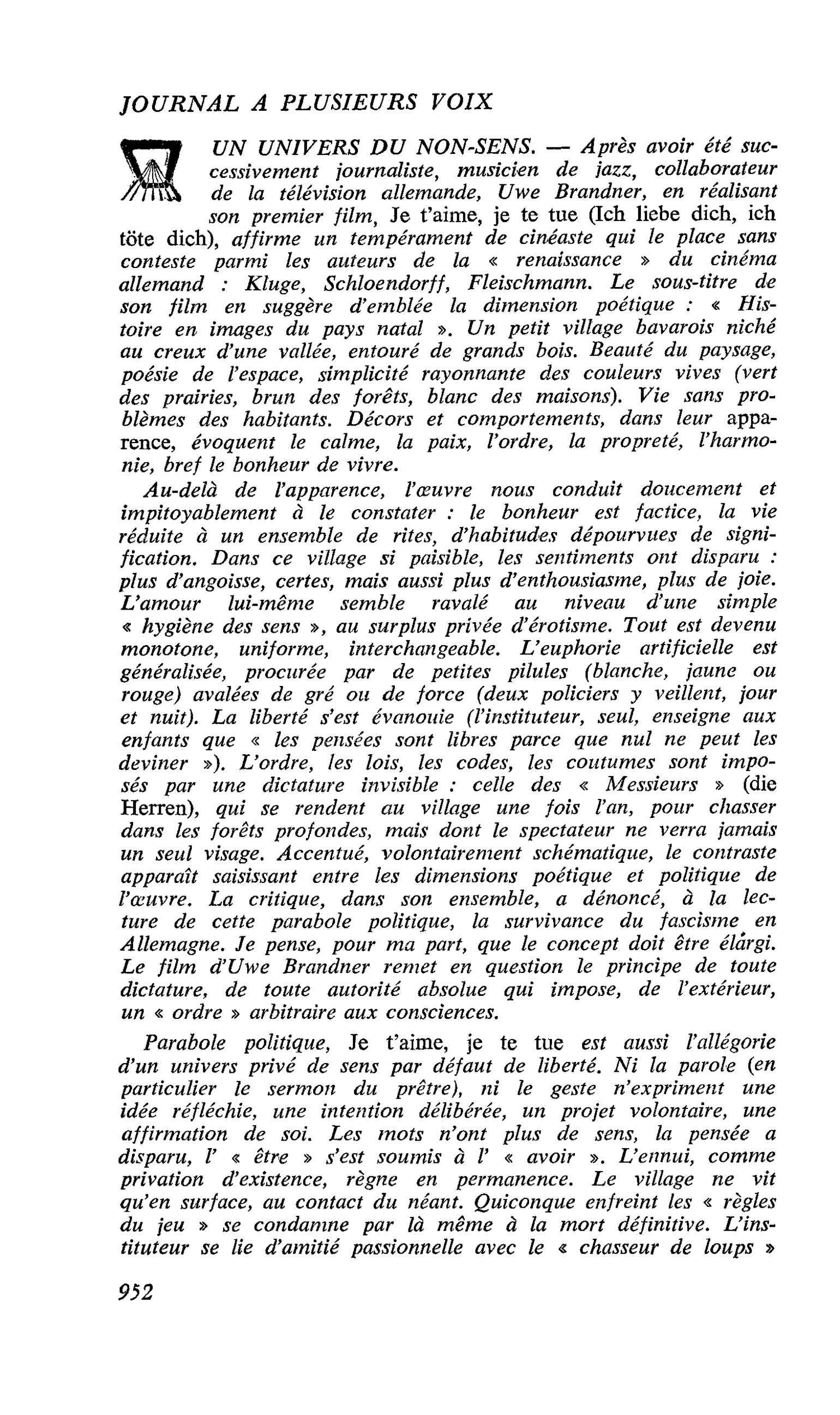 UN UNIVERS DU NON-SENS