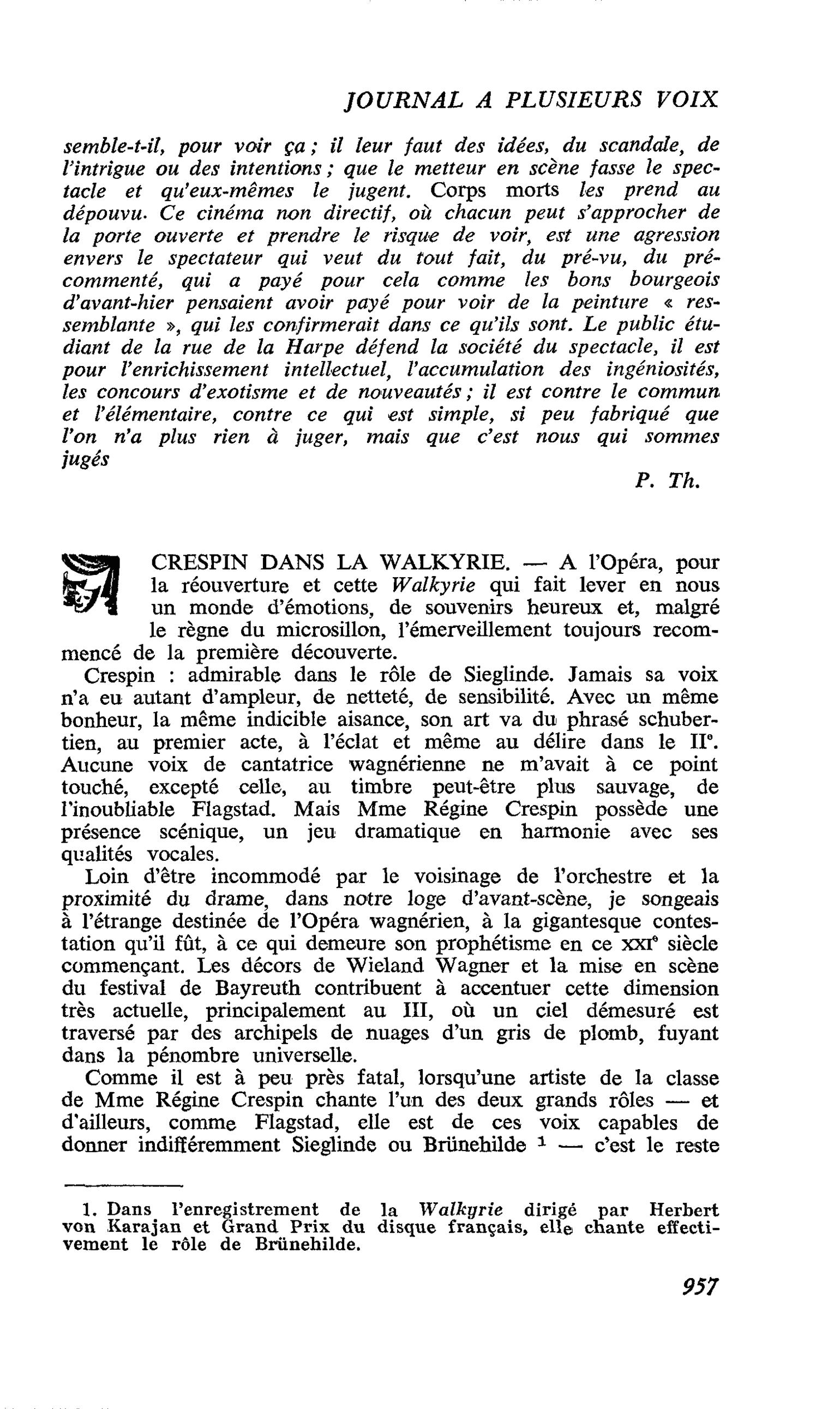 CRESPIN DANS LA WALKYRIE