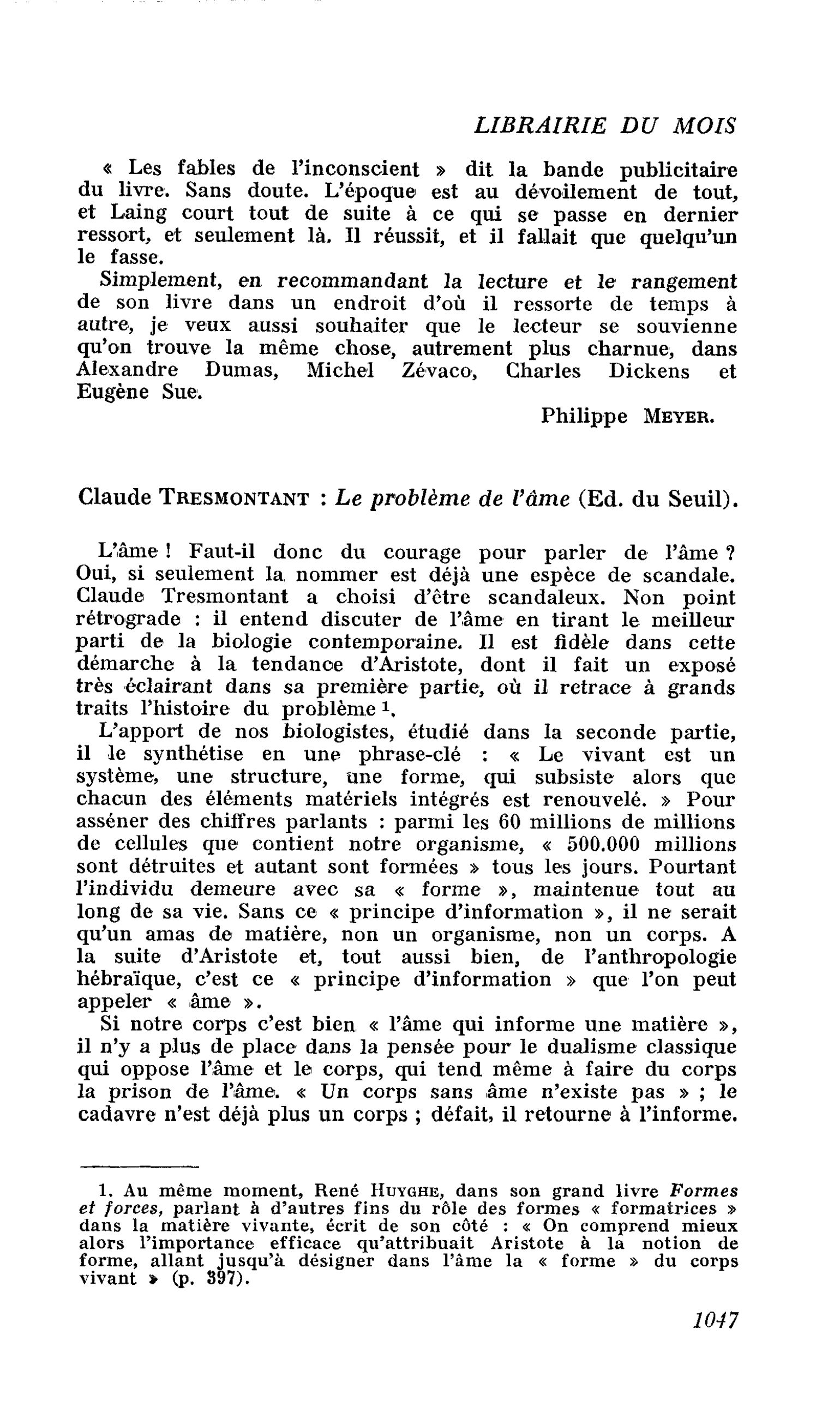 Claude Tresmontant : Le problème de l’âme