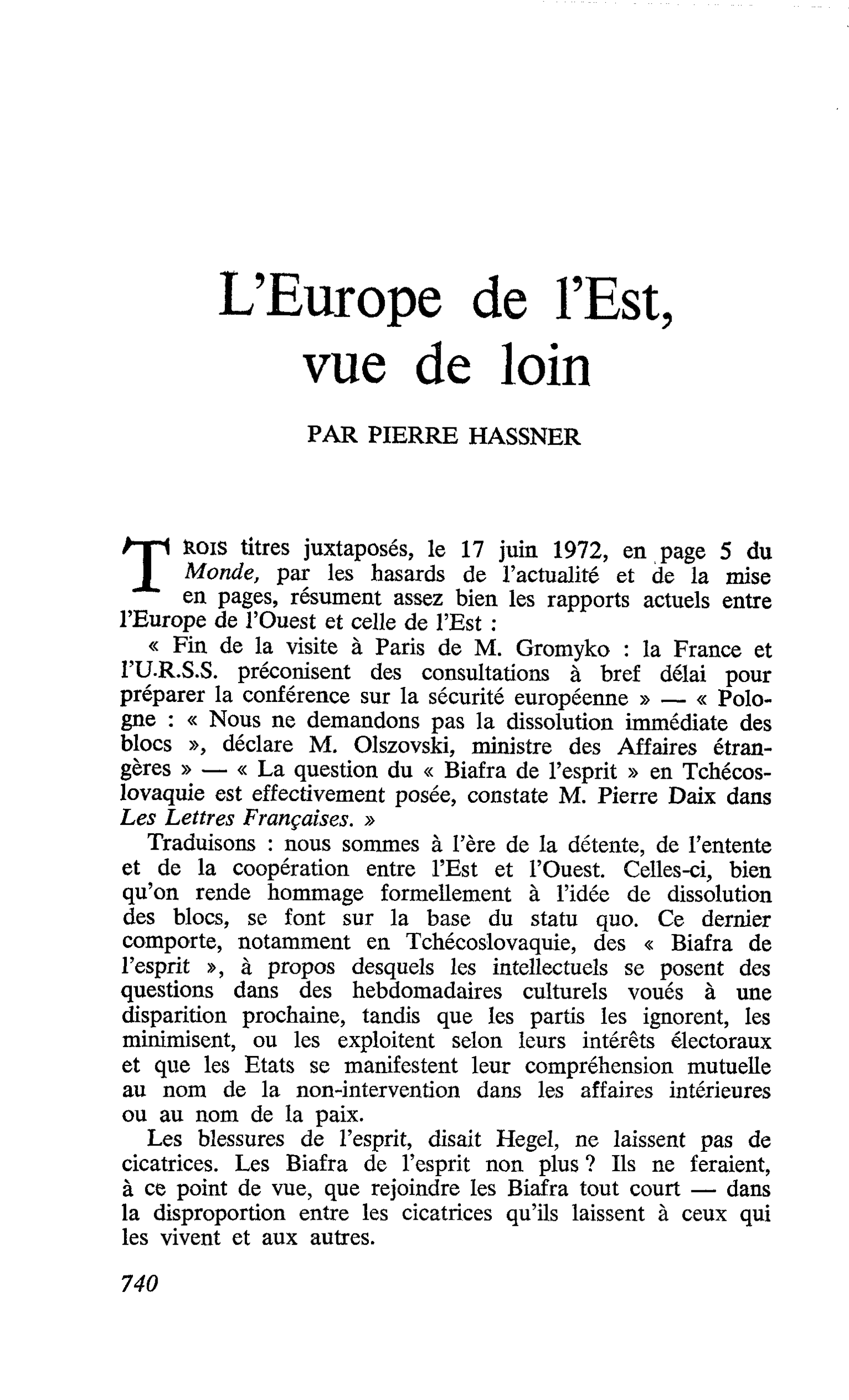 L’Europe de l’Est, vue de loin