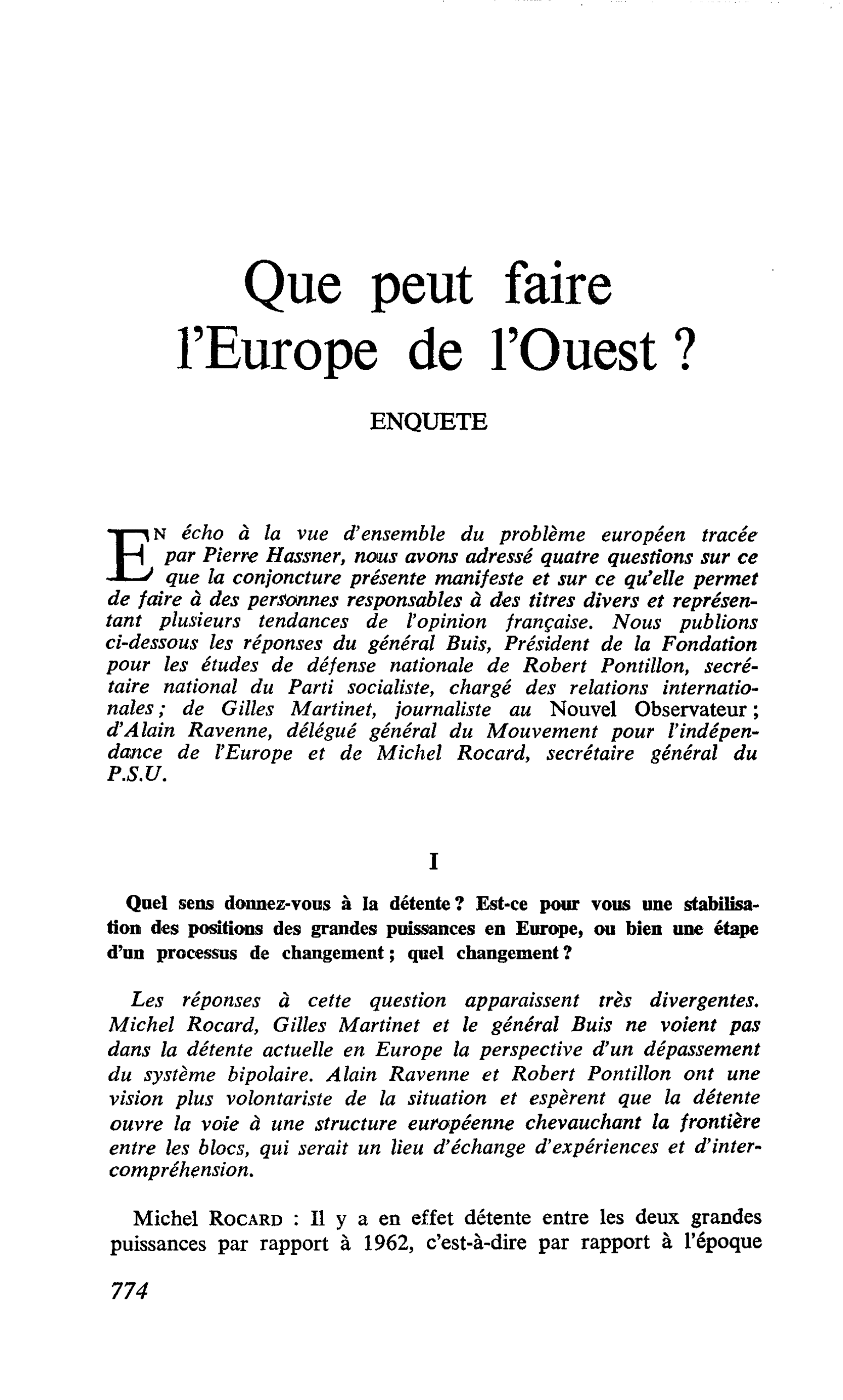 Que peut faire l’Europe de l’Ouest ?