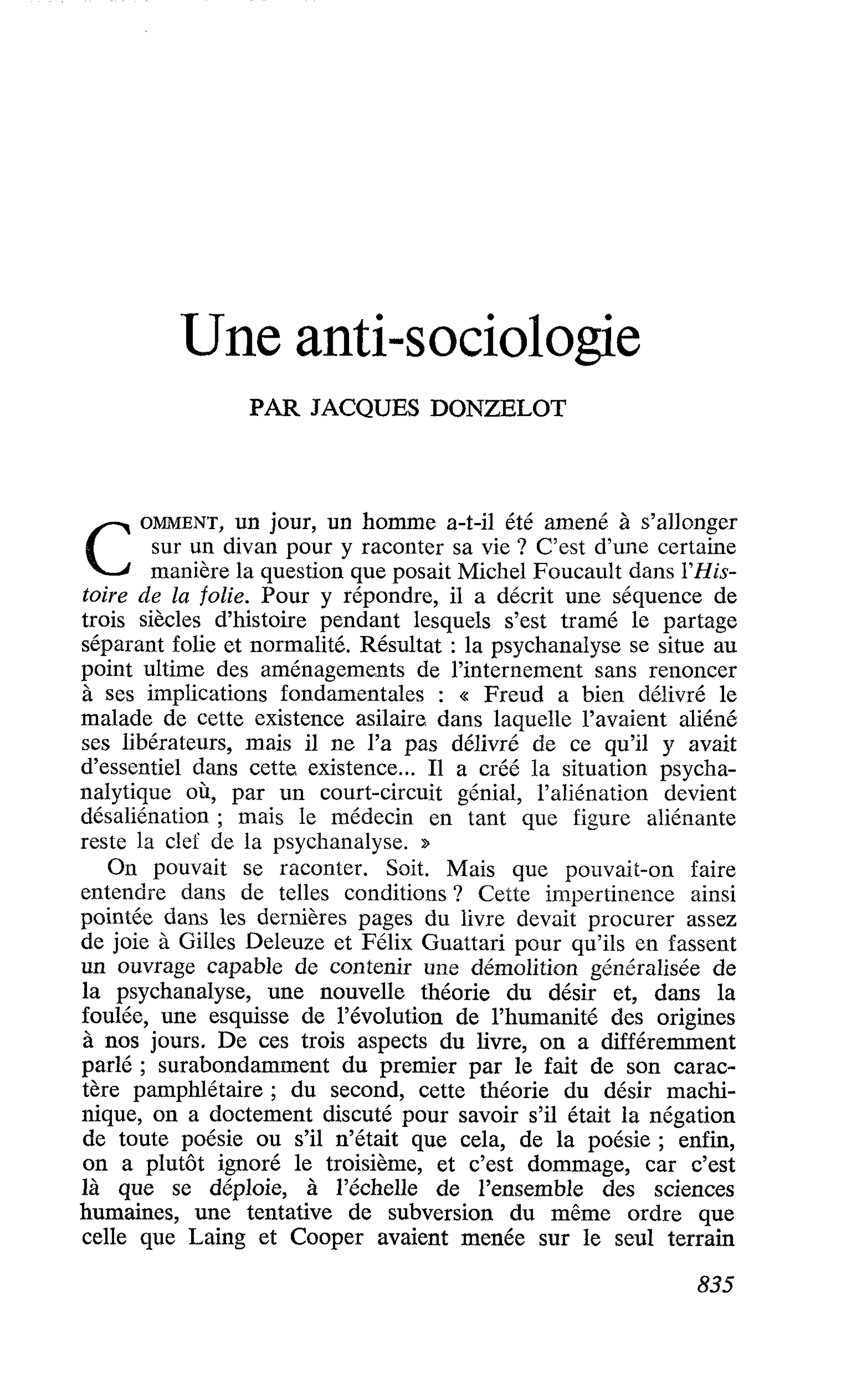 Une anti-sociologie