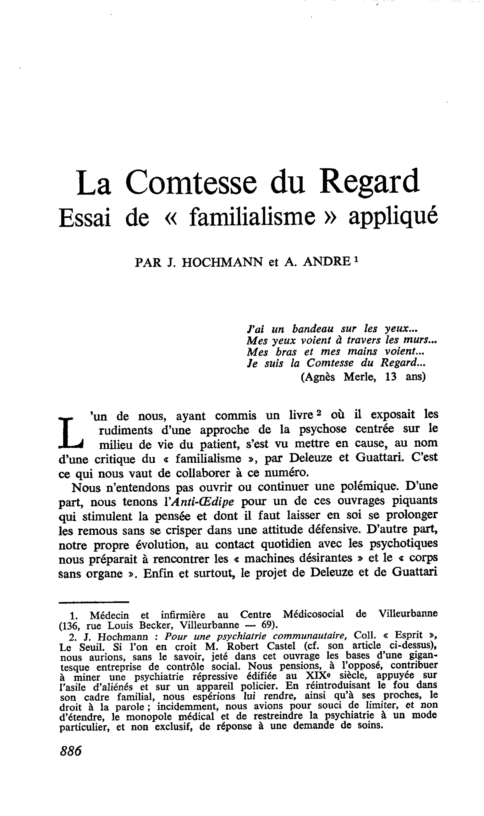 La Comtesse du Regard. Essai de « familialisme » appliqué
