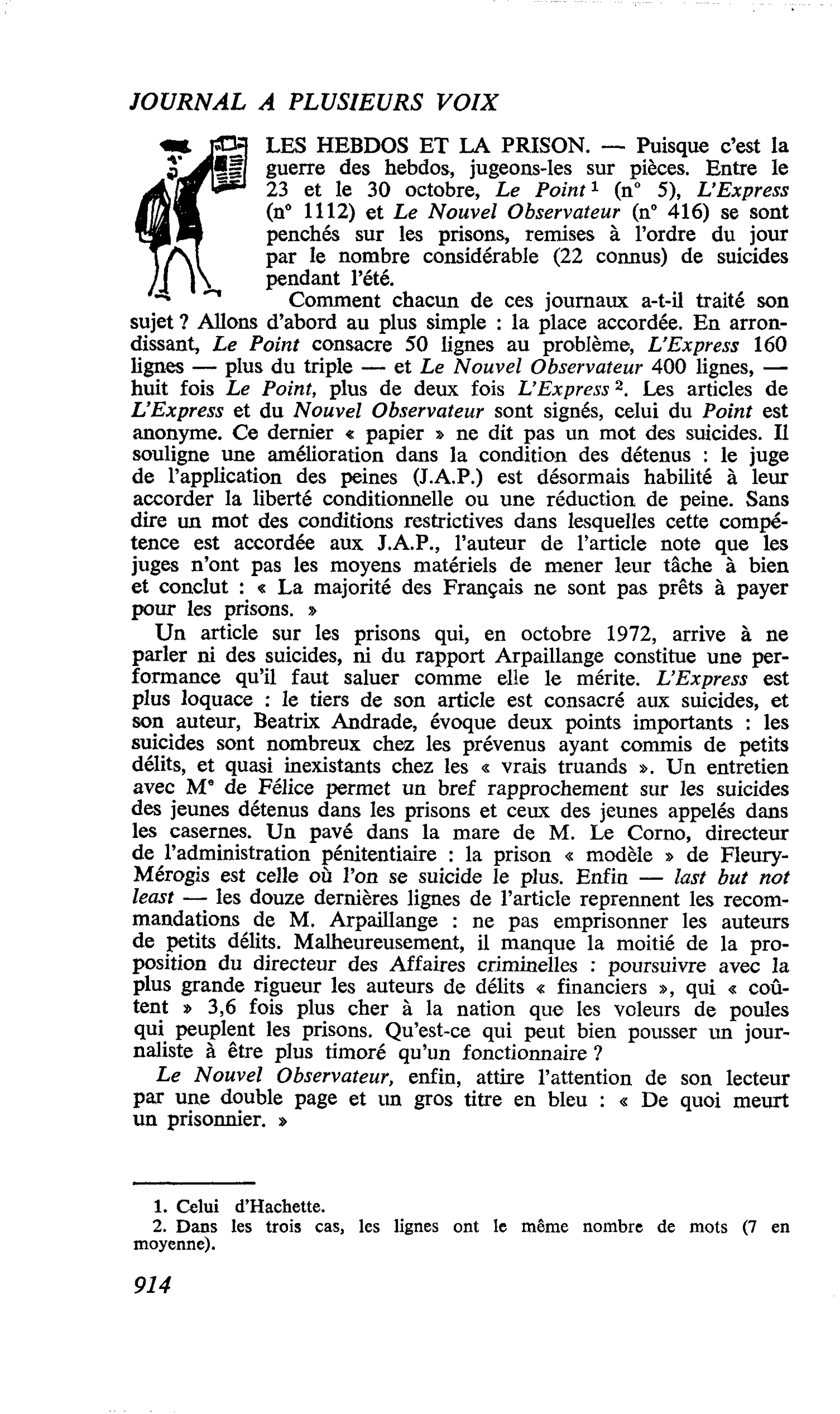 LES HEBDOS ET LA PRISON