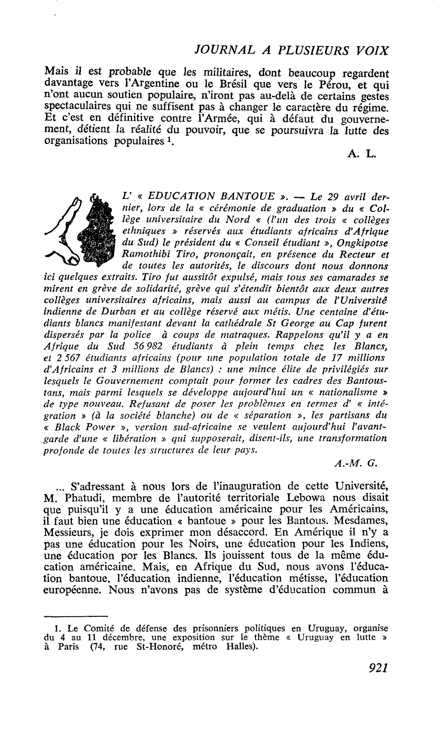 L’ « EDUCATION BANTOUE »