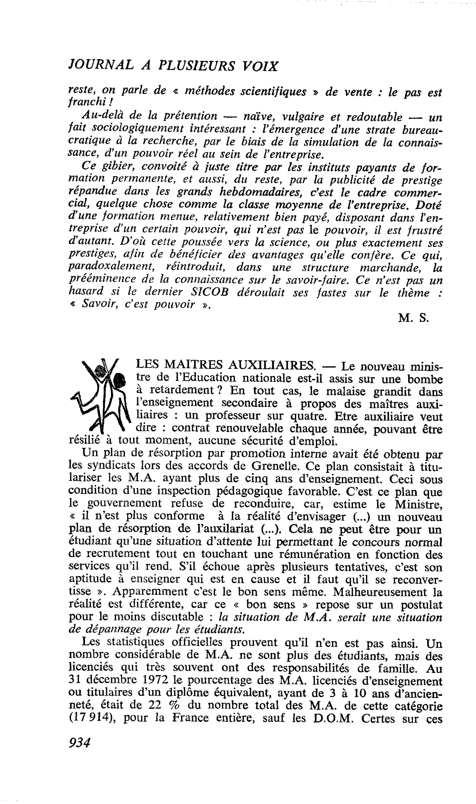 LES MAITRES AUXILIAIRES