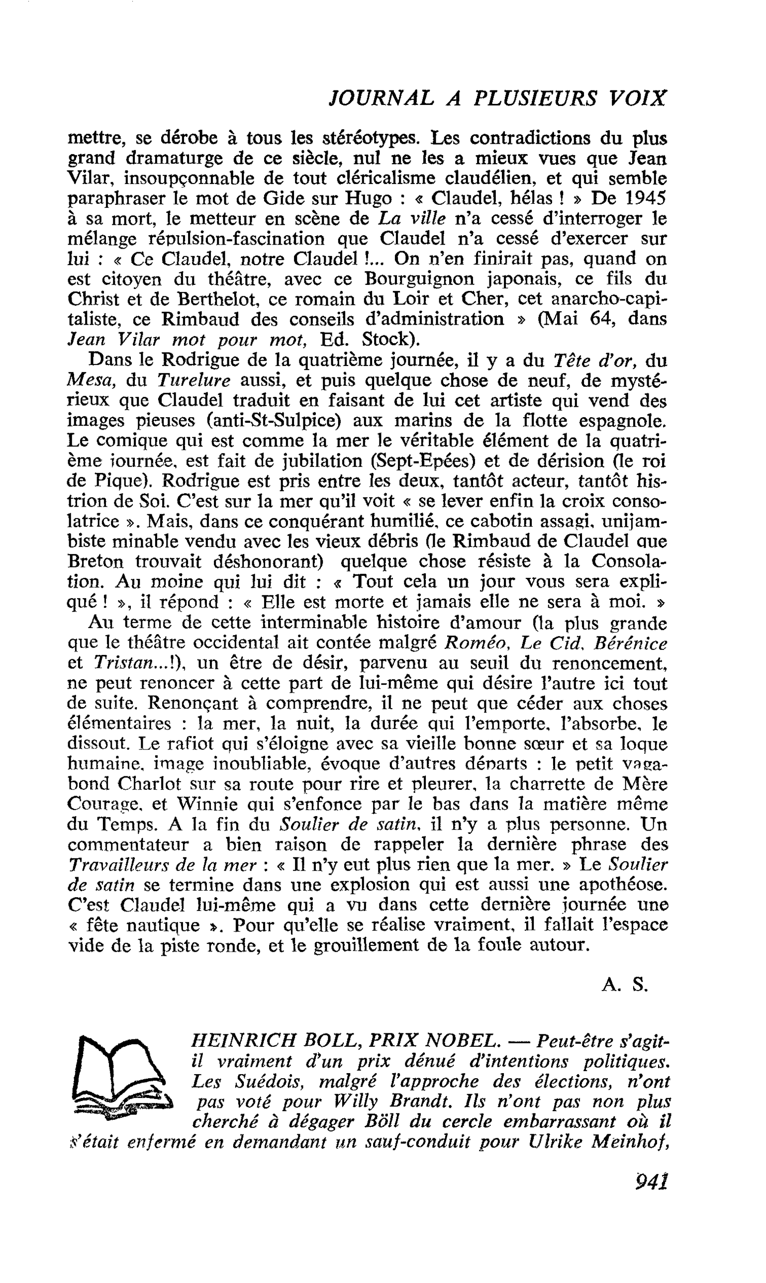 HEINRICH BOLL, PRIX NOBEL