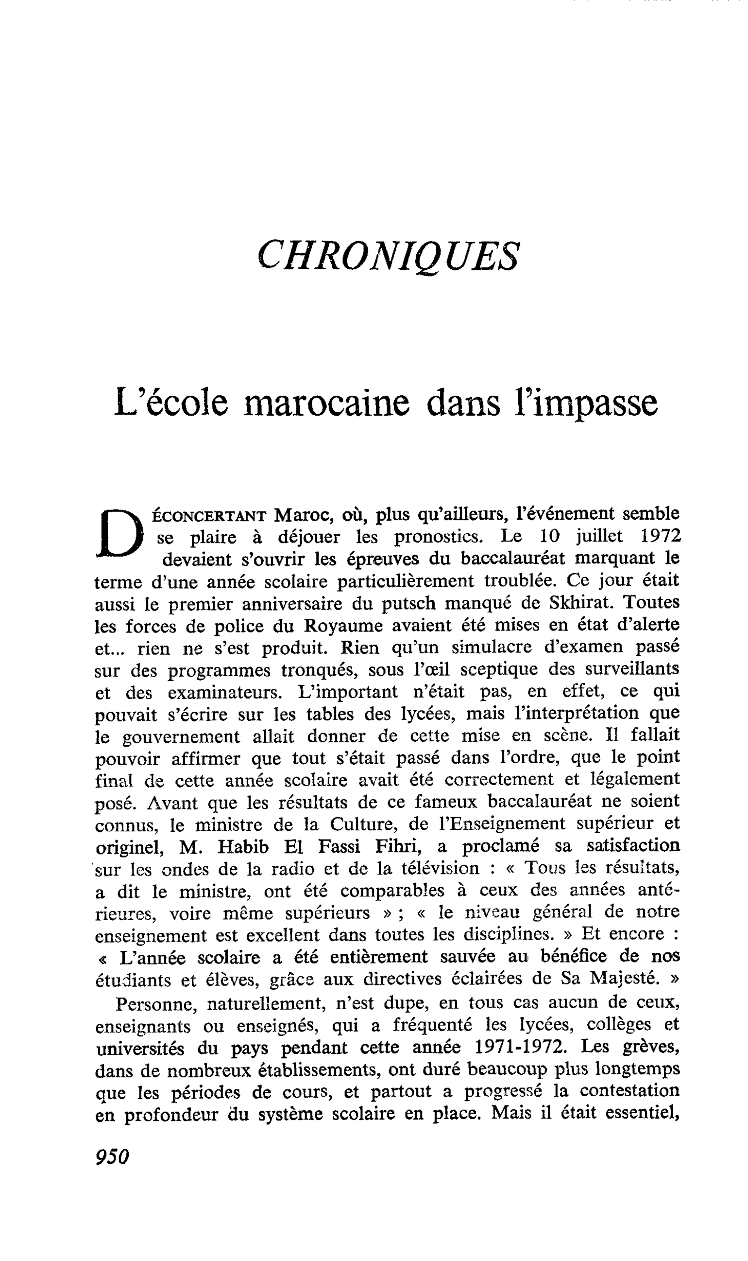 L’école marocaine dans l’impasse