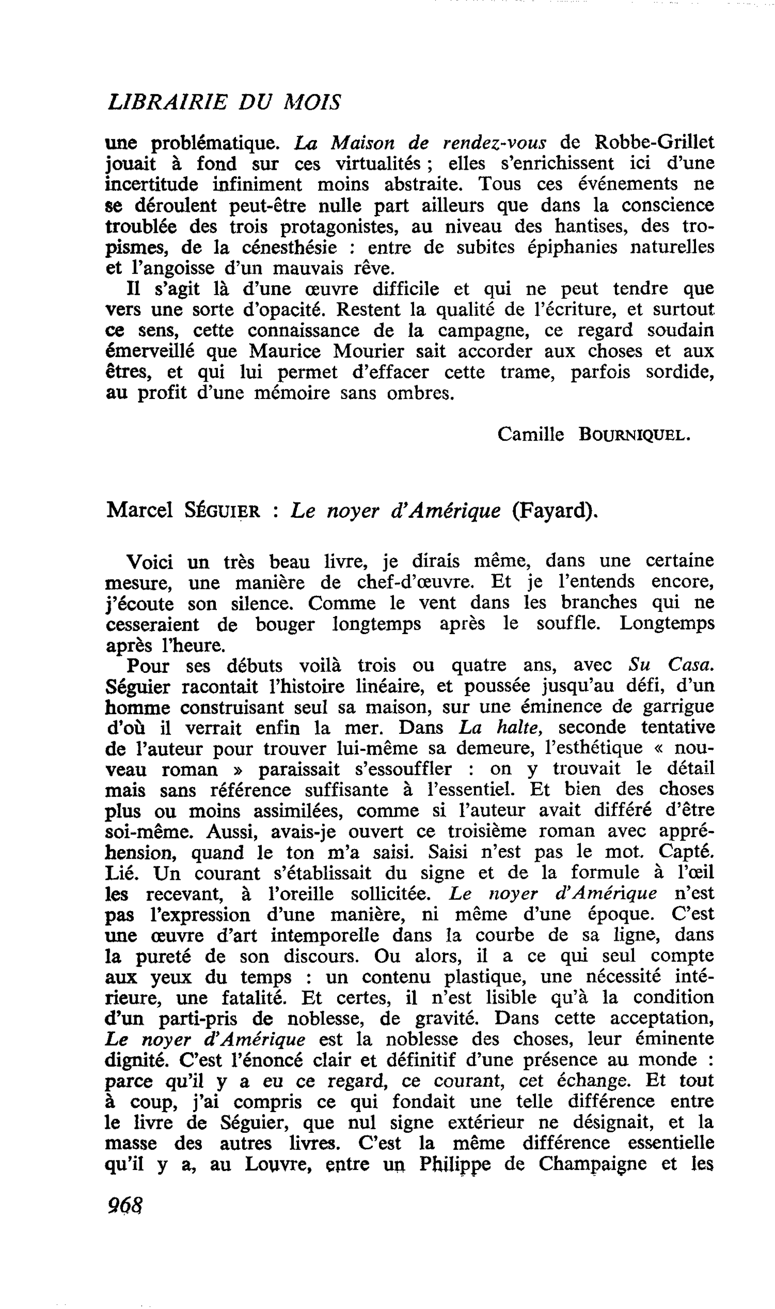Marcel SÉguier : Le noyer d’Amérique