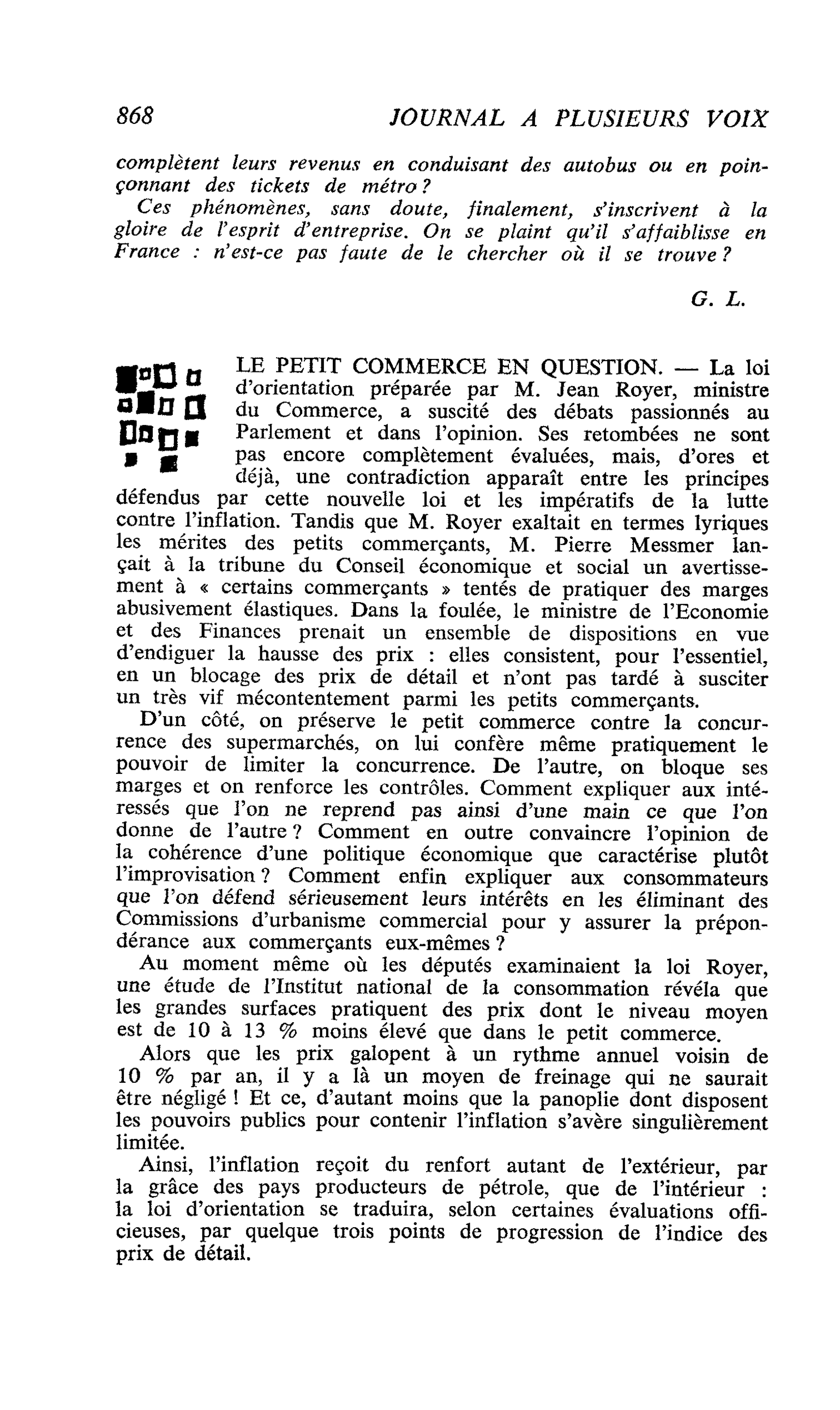 LE PETIT COMMERCE EN QUESTION