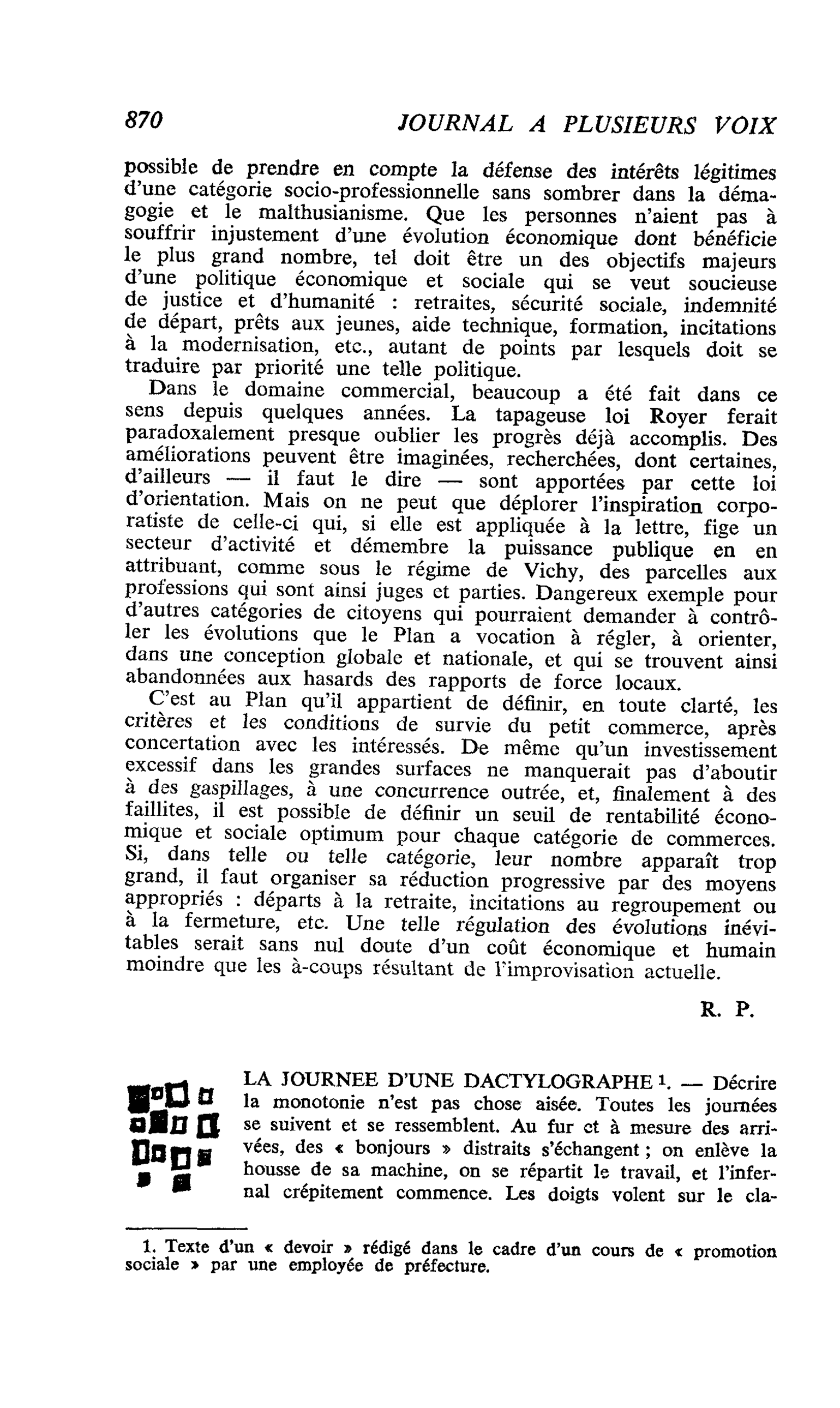 LA JOURNEE D’UNE DACTYLOGRAPHE