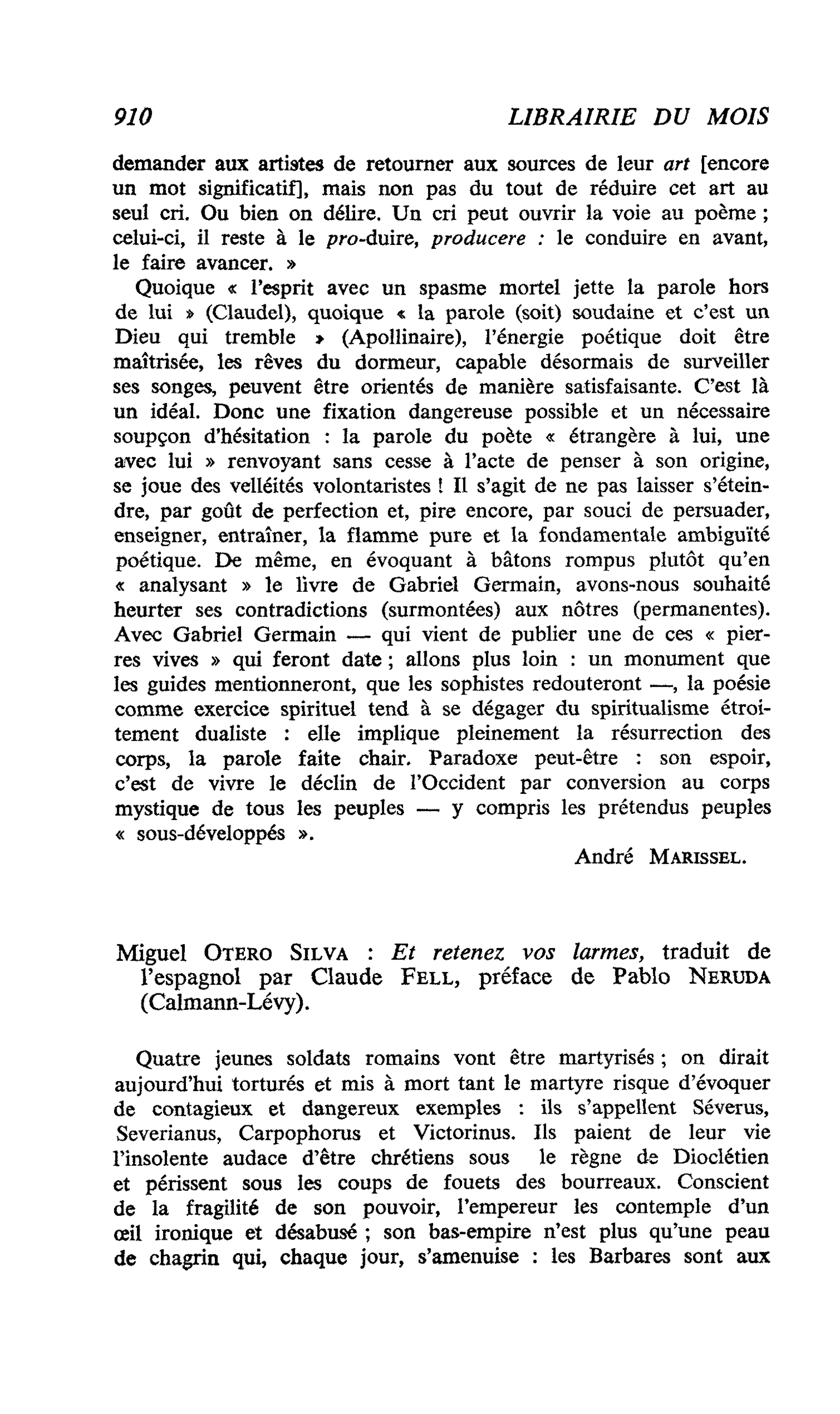 Miguel Otero Silva : Et retenez vos larmes
