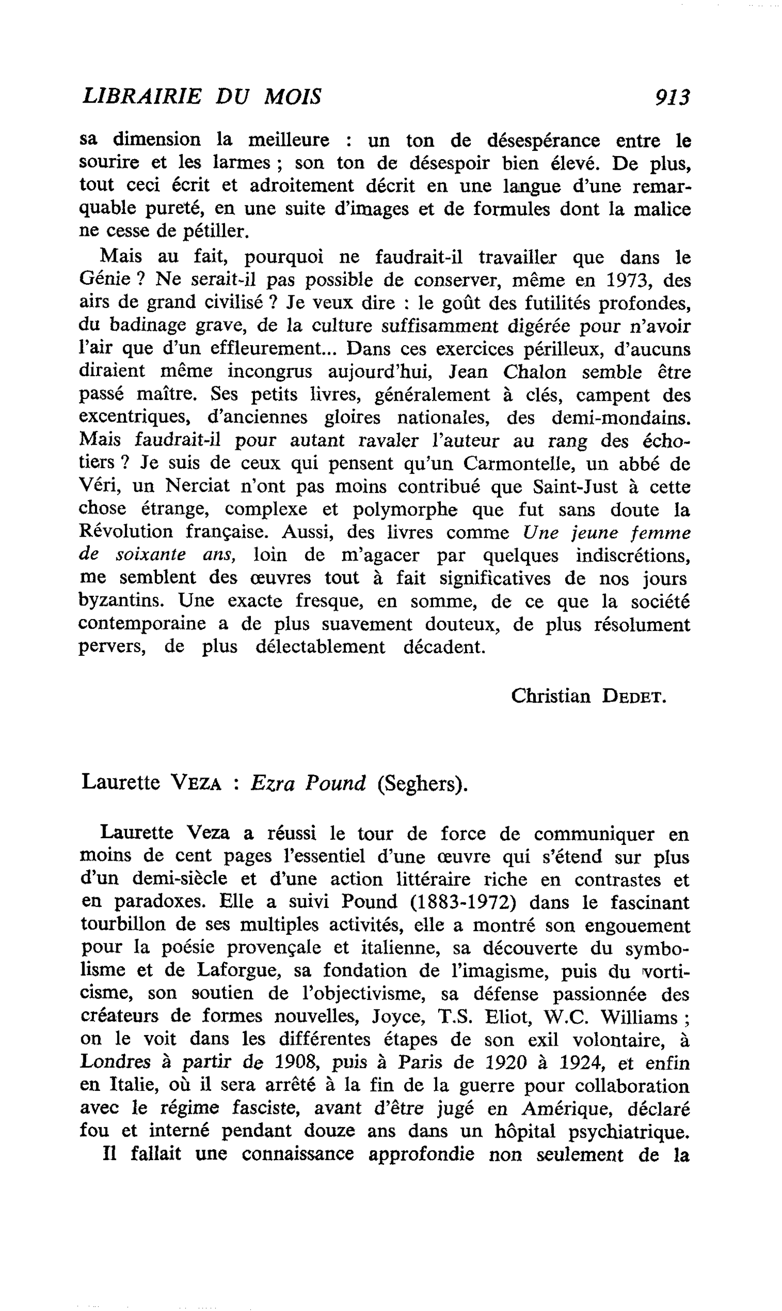Laurette Veza : Ezra Pound