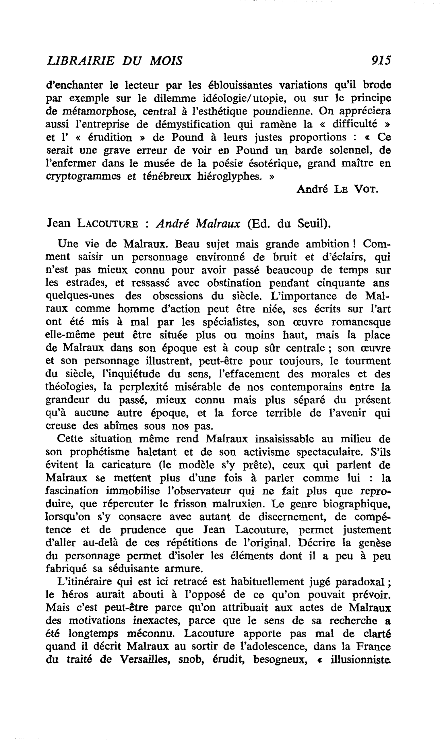 Jean Lacouture : André Malraux