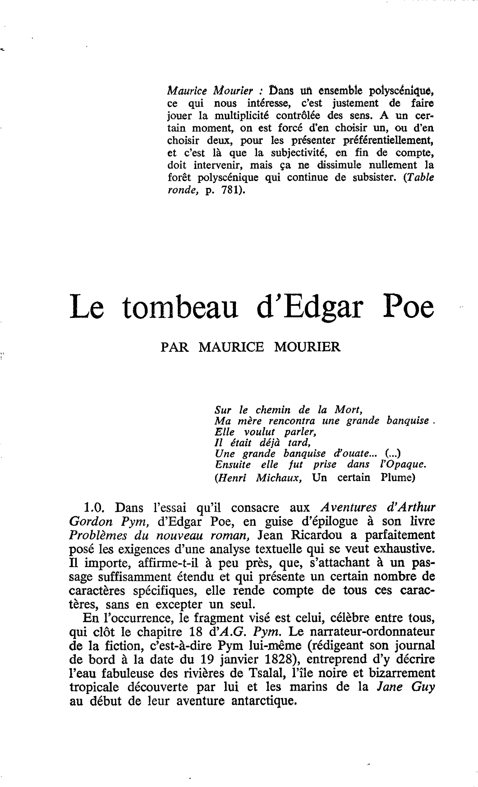 Le tombeau d’Edgar Poe