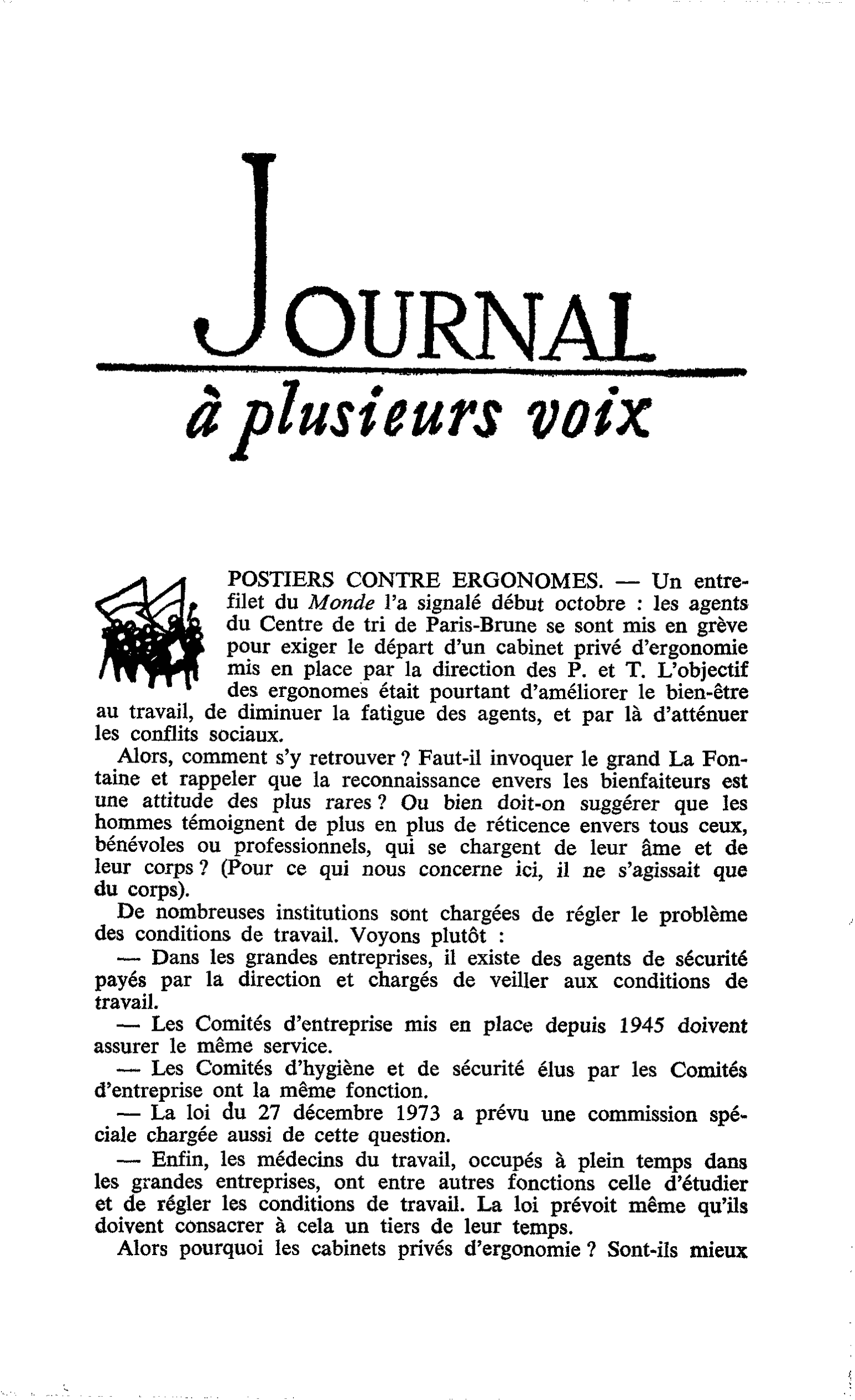POSTIERS CONTRE ERGONOMES