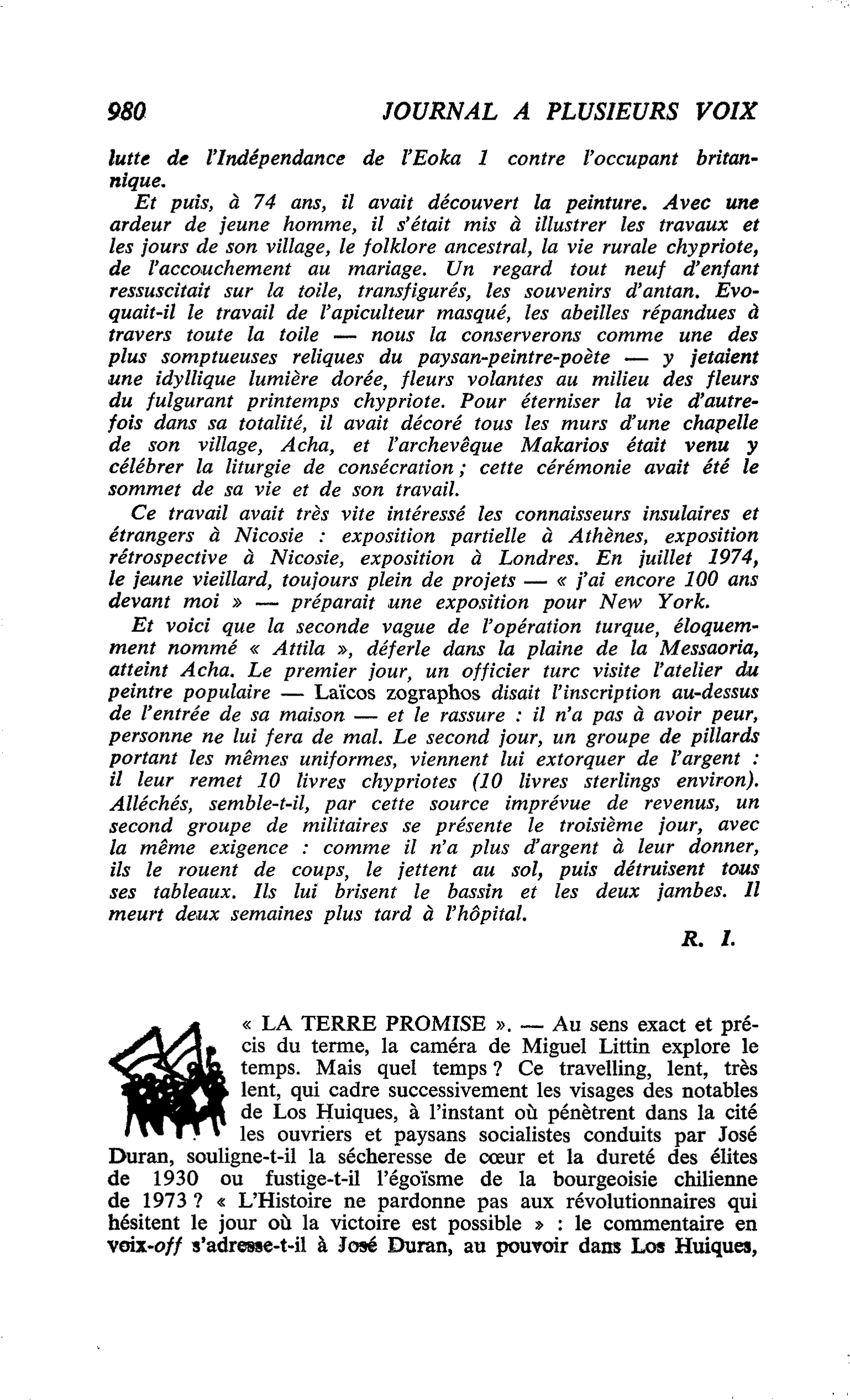 « LA TERRE PROMISE »