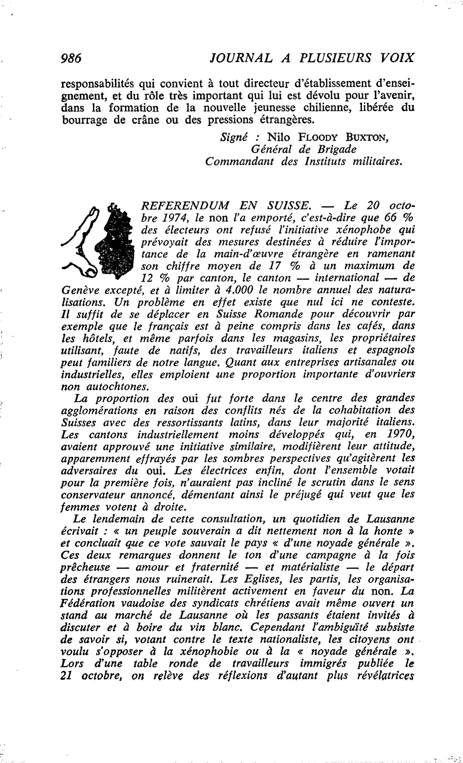 REFERENDUM EN SUISSE