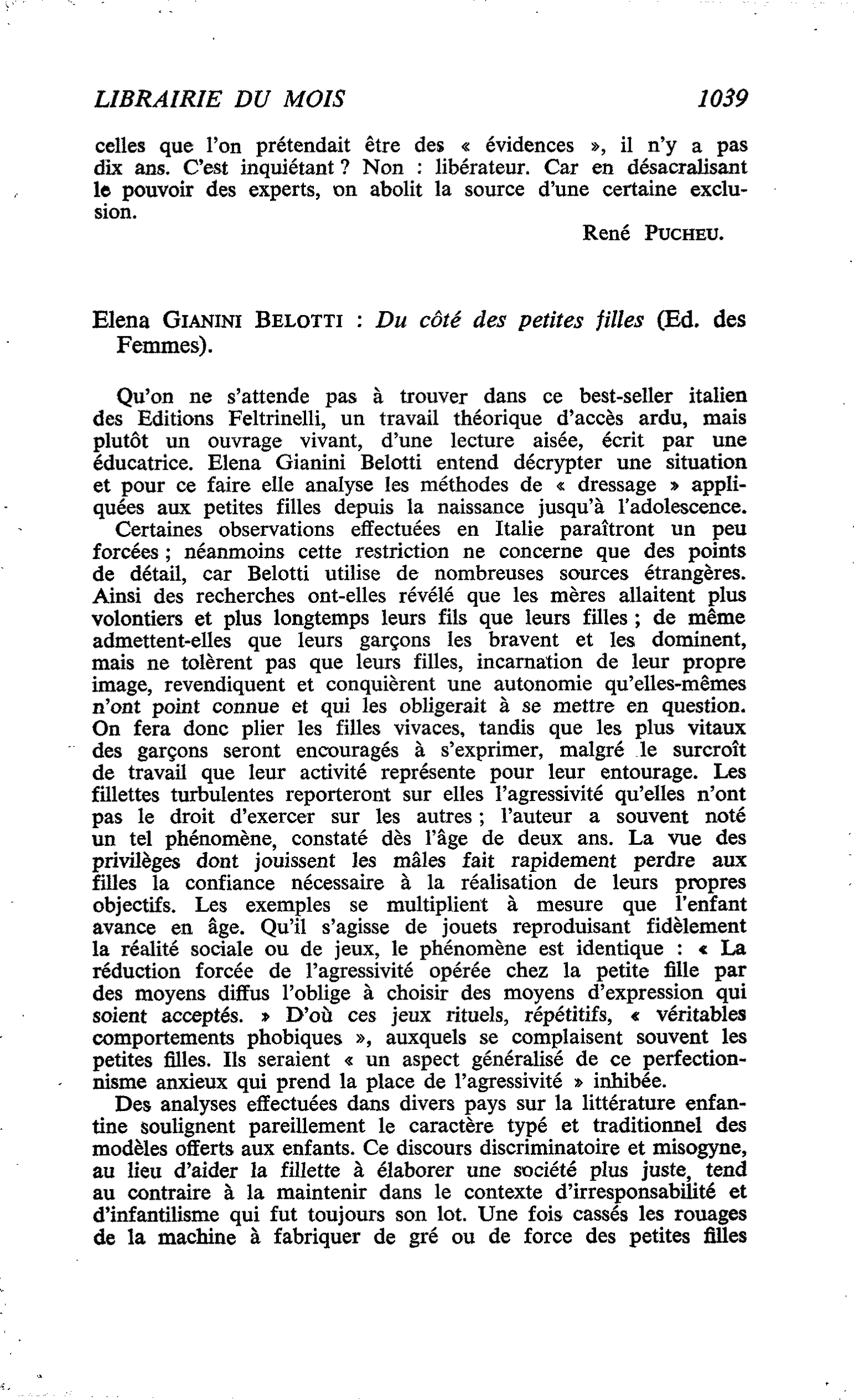 Elena Gianini Belotti : Du côté des petites filles