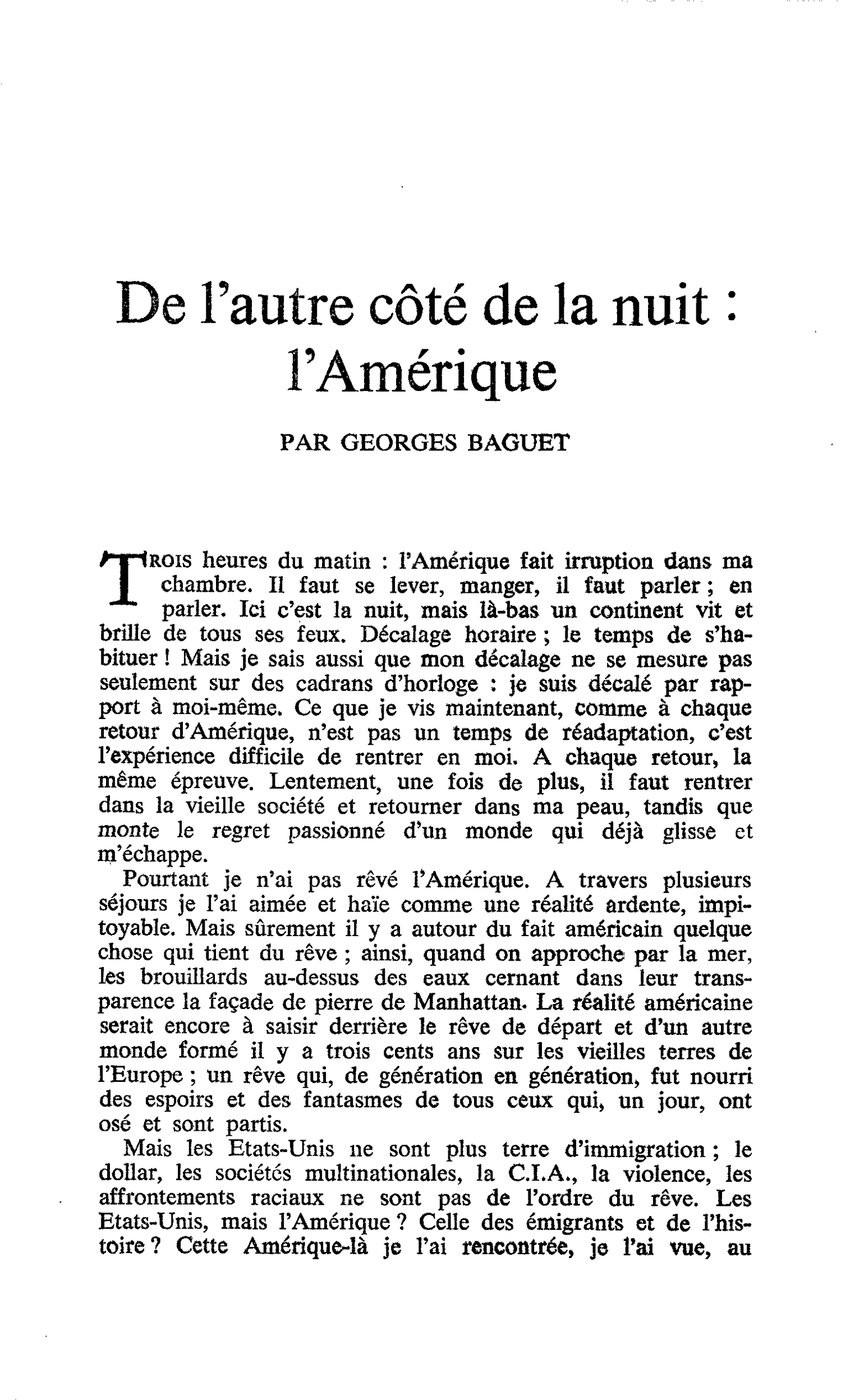 De l’autre côté de la nuit : l’Amérique