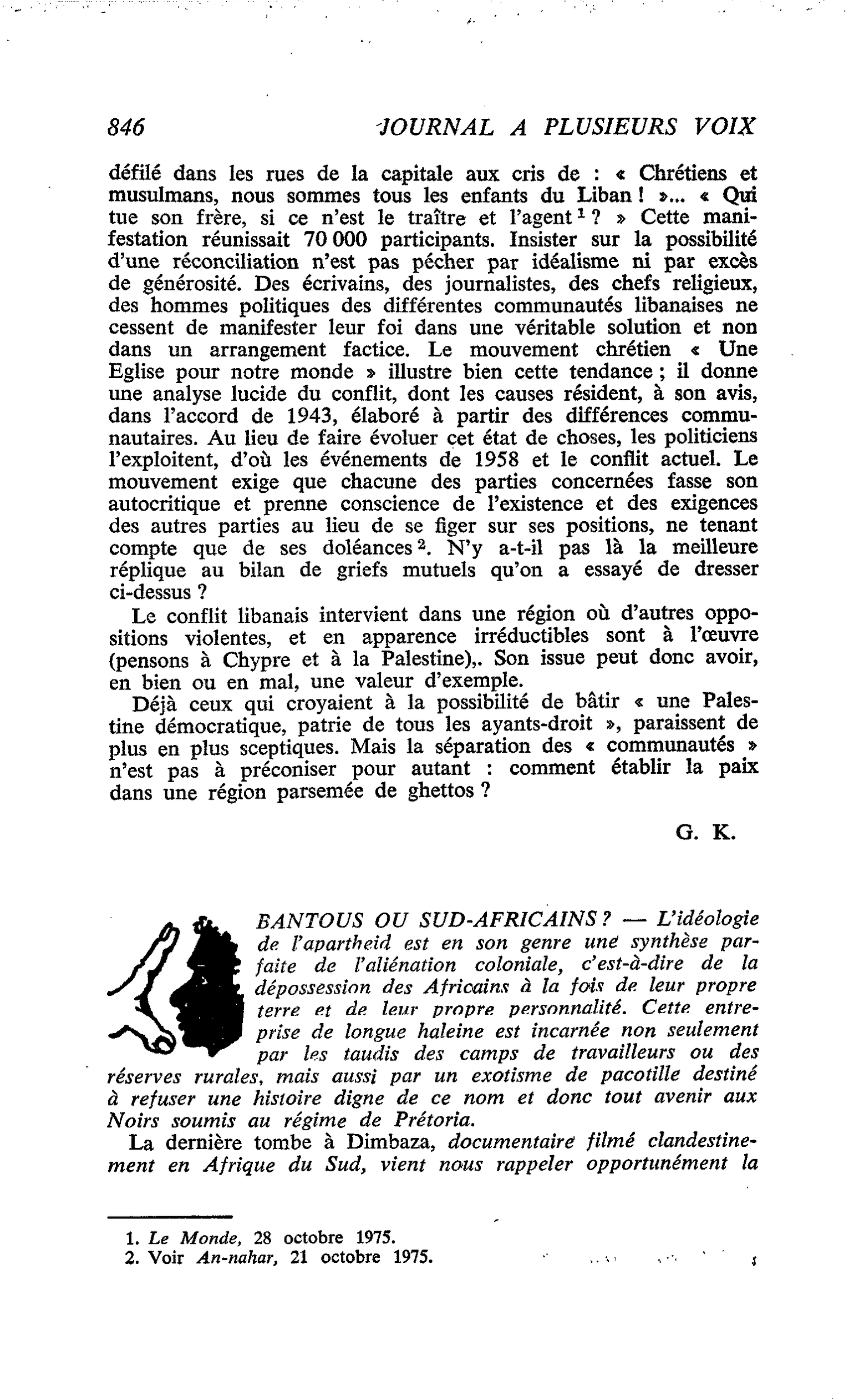BANTOUS OU SUD-AFRICAINS ?