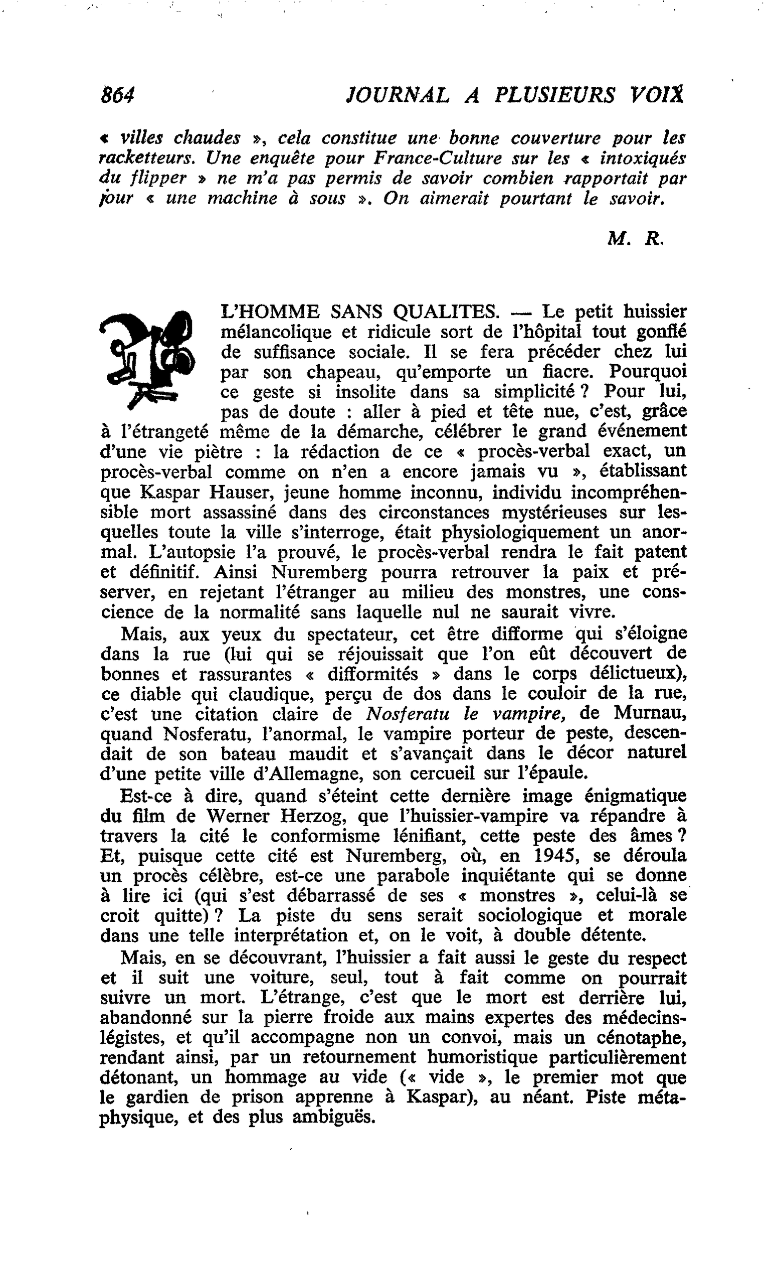L’HOMME SANS QUALITES