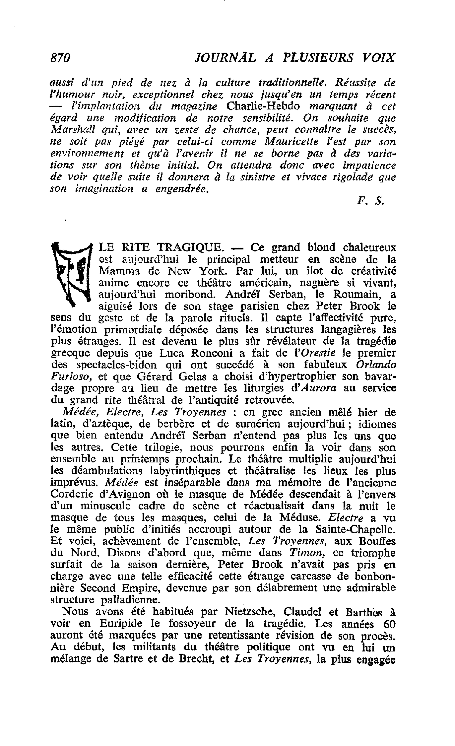 LE RITE TRAGIQUE