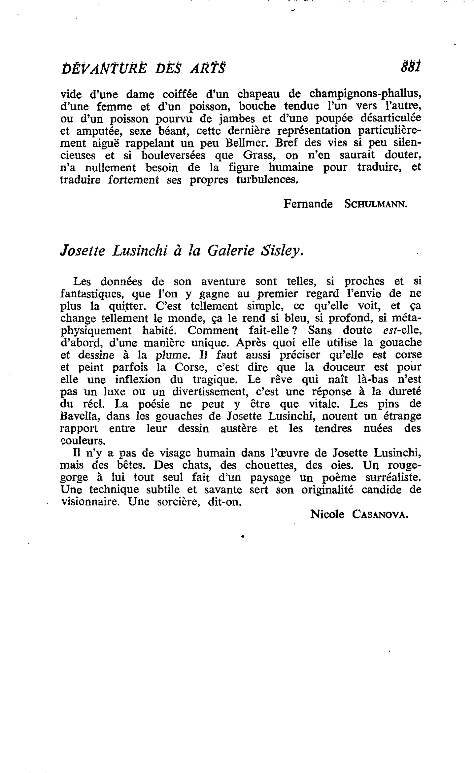 Josette Lusinchi à la Galerie Sisley