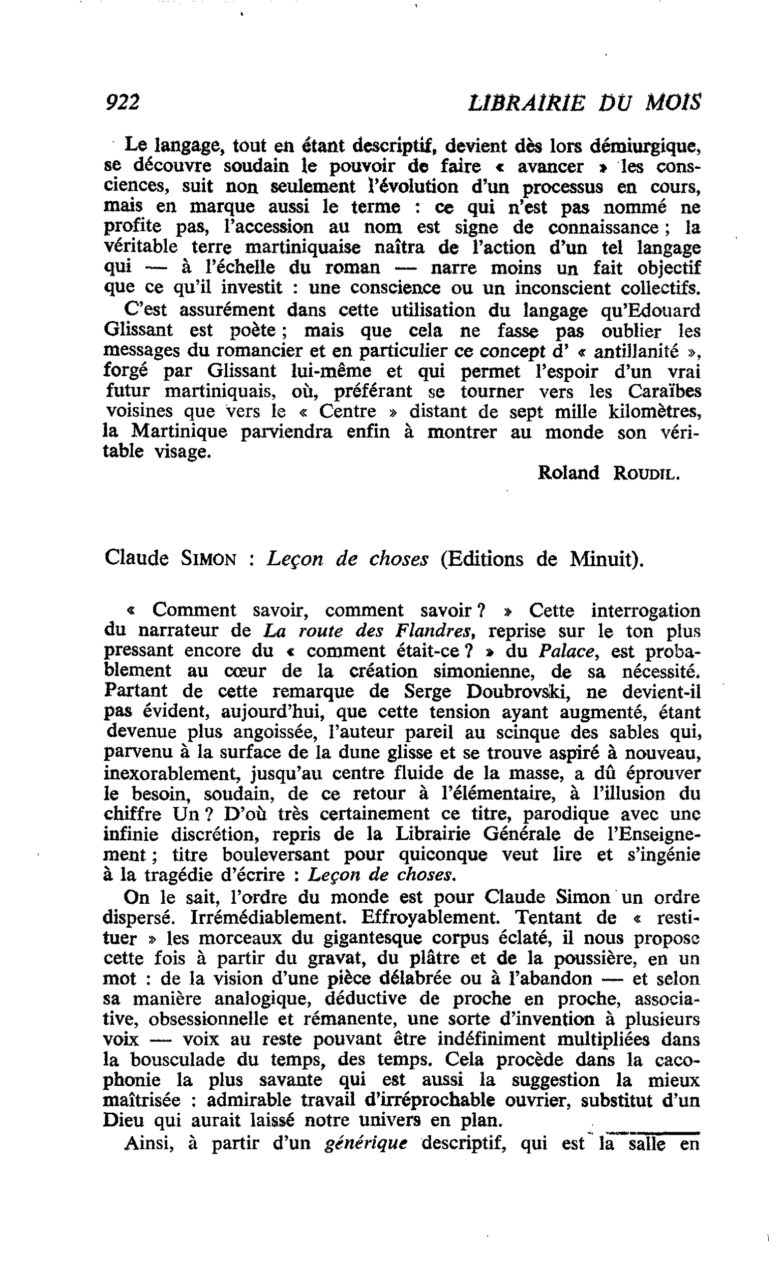 Claude Simon : Leçon de choses