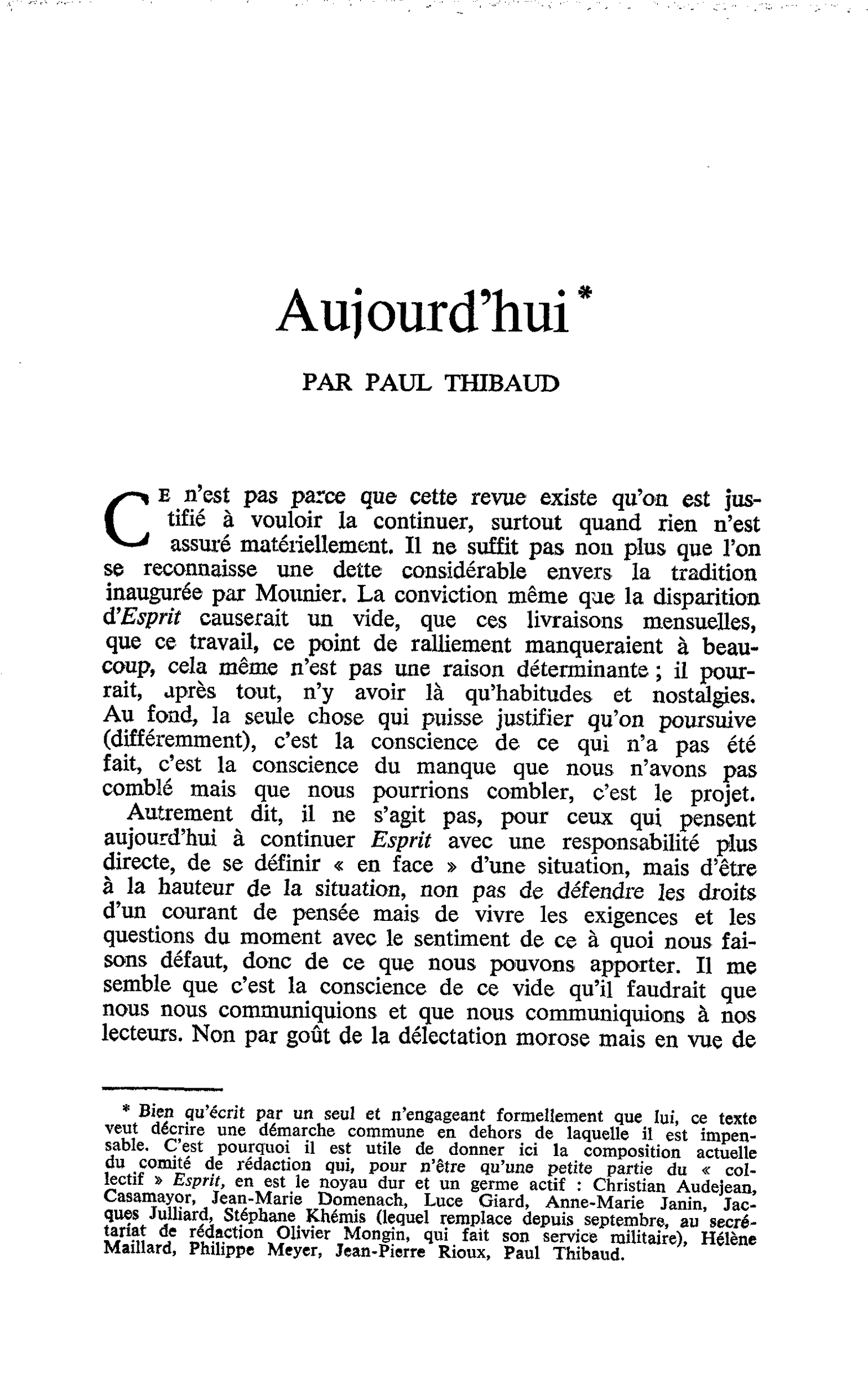 Aujourd’hui