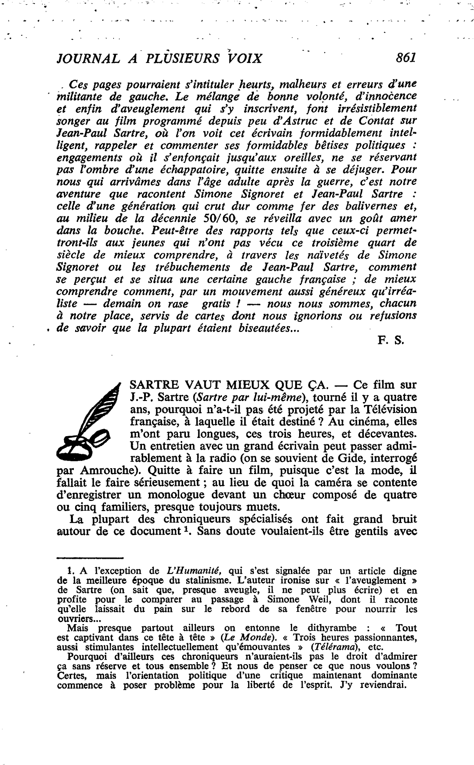 SARTRE VAUT MIEUX QUE ÇA