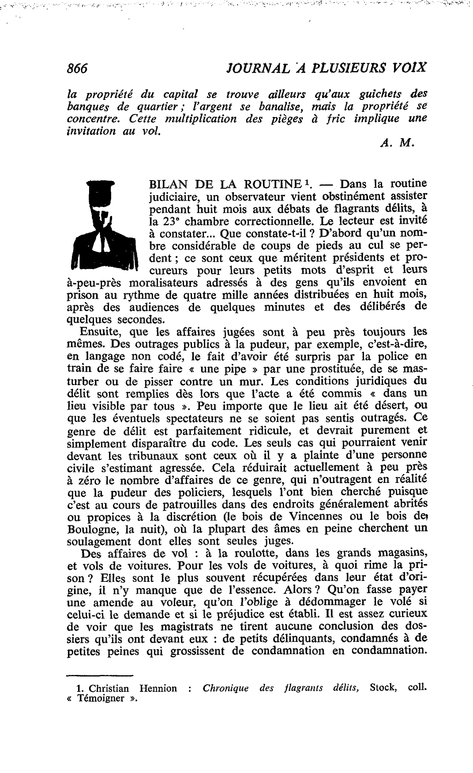 BILAN DE LA ROUTINE