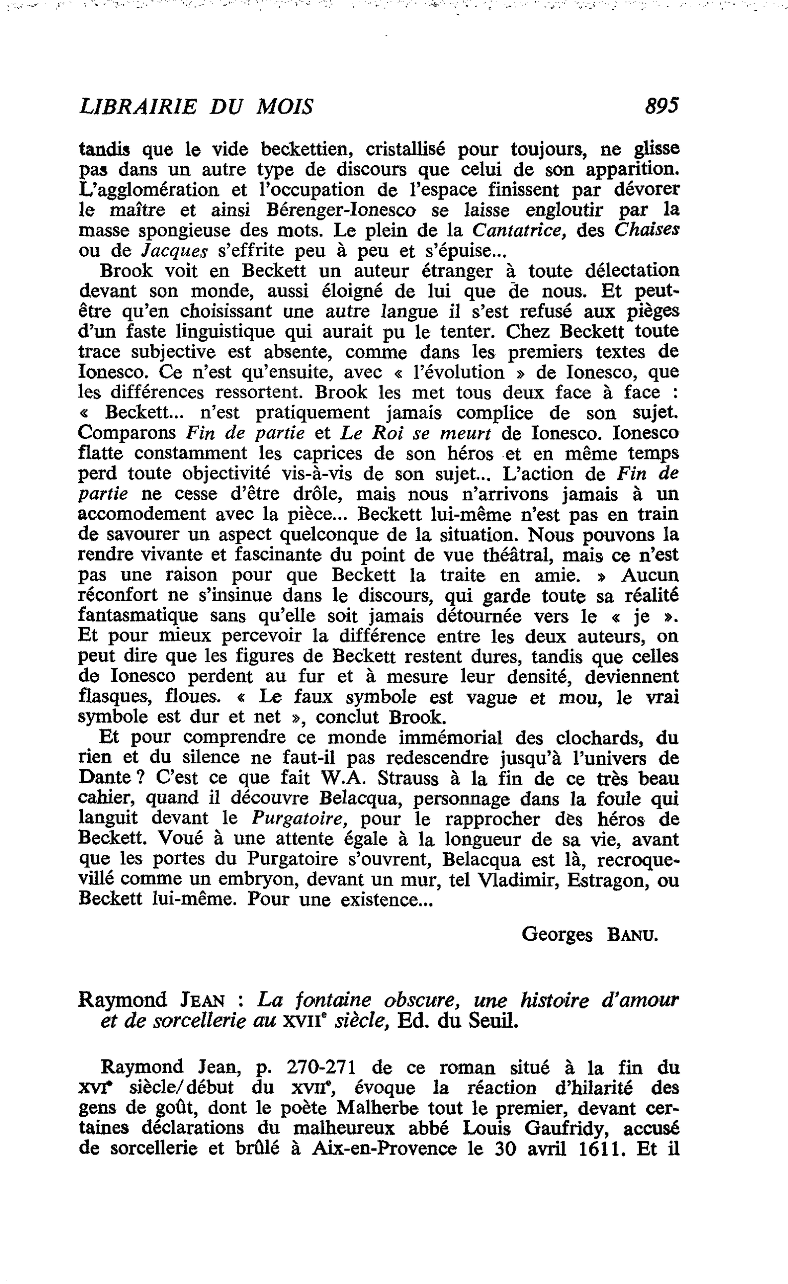 Raymond Jean : La fontaine obscure, une histoire d’amour et de sorcellerie au XVIIe siècle