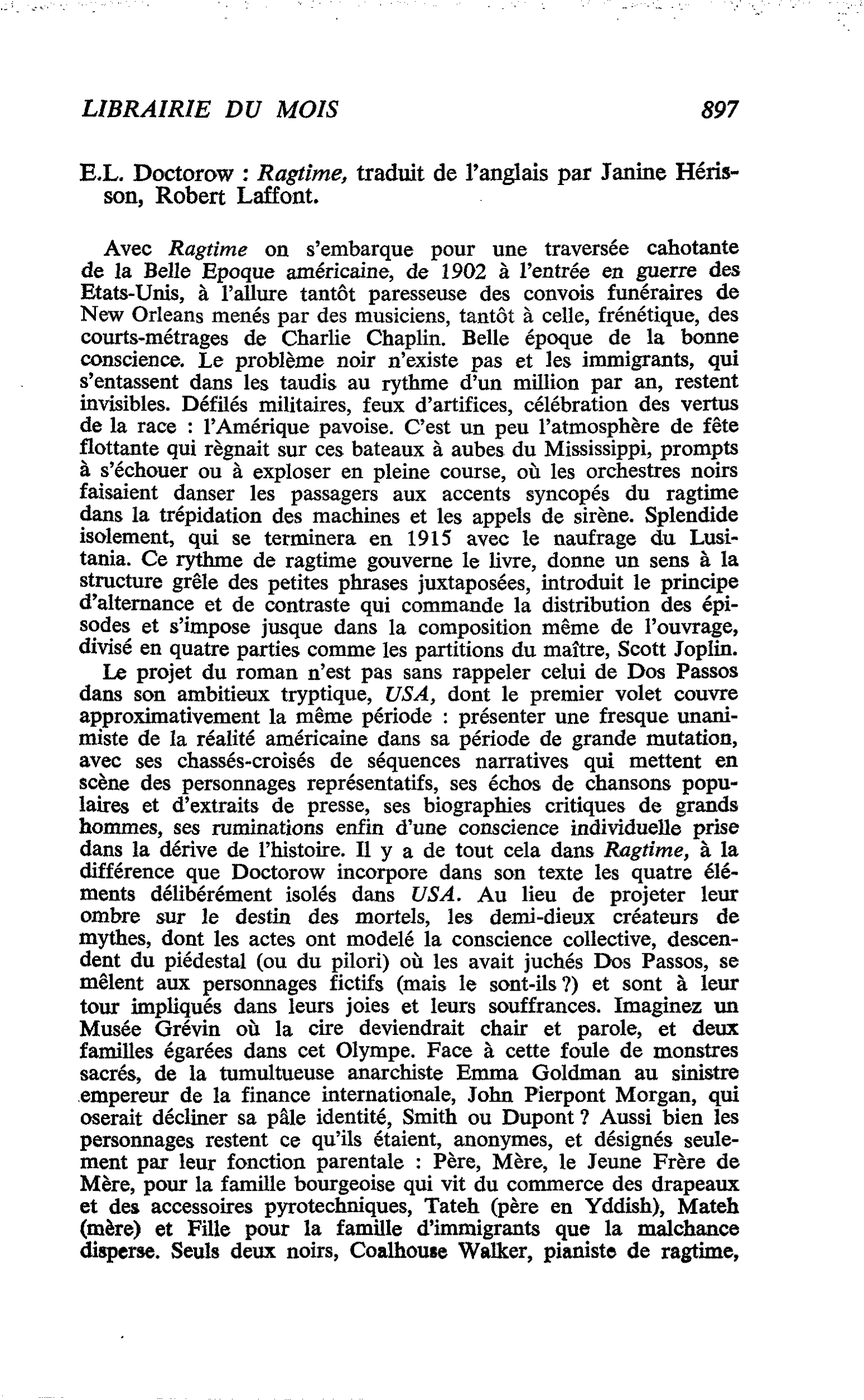 EX. Doctorow : Ragtime