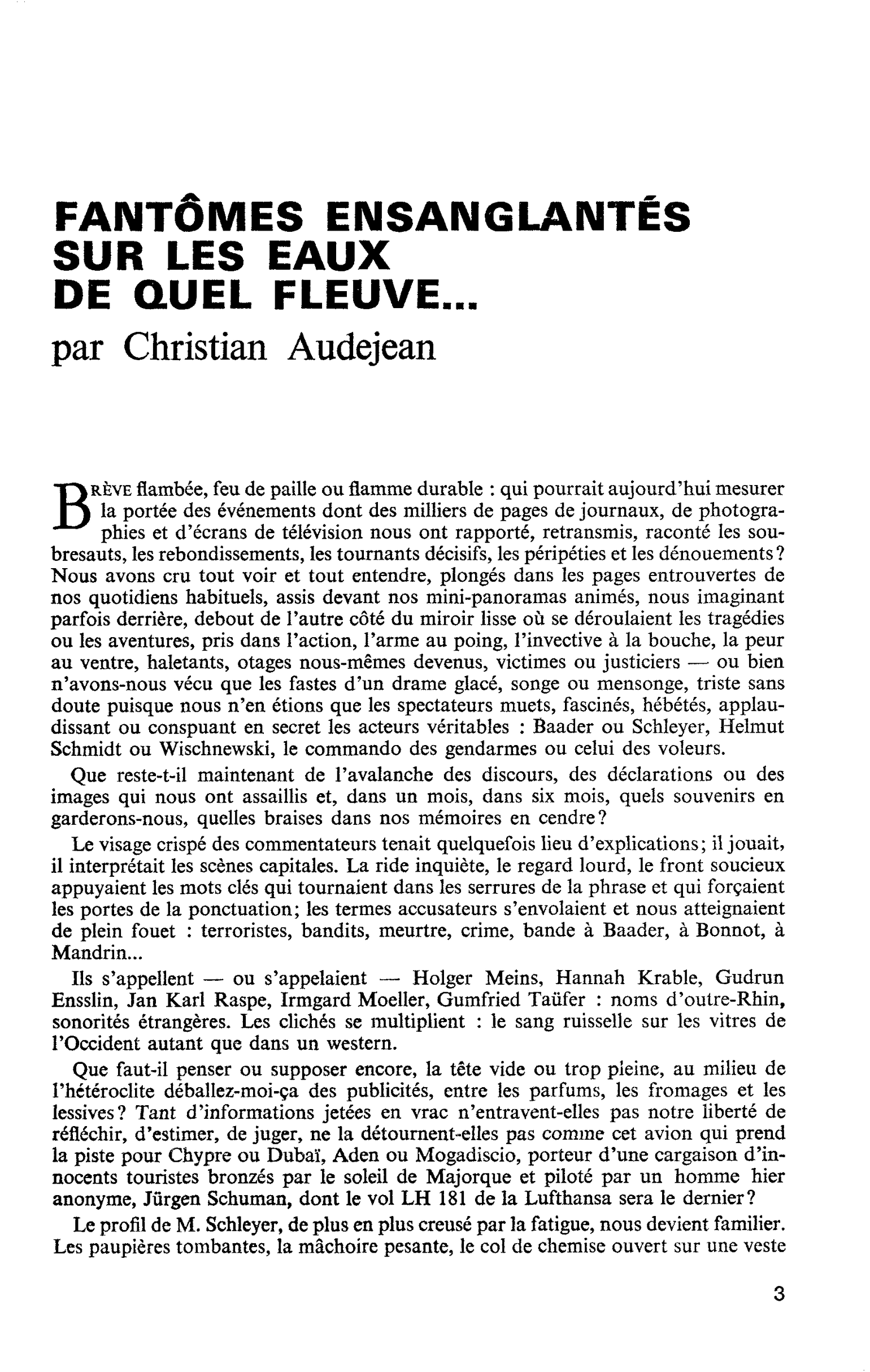 FANTÔMES ENSANGLANTÉS SUR LES EAUX DE QUEL FLEUVE…