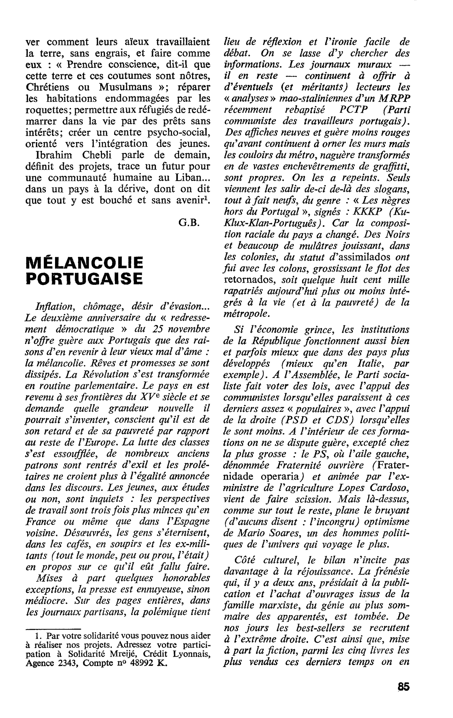MÉLANCOLIE PORTUGAISE