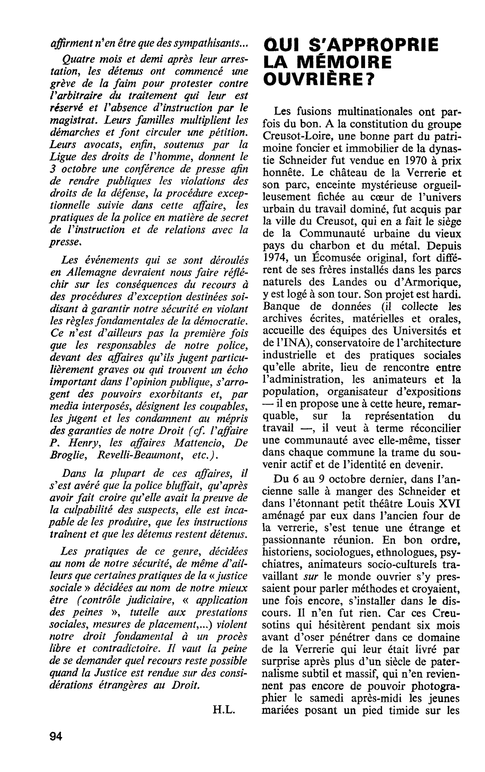 QUI S’APPROPRIE LA MÉMOIRE OUVRIÈRE ?