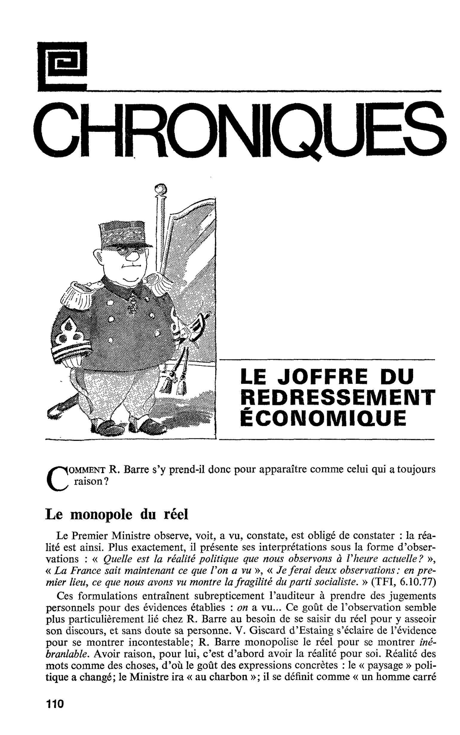 LE JOFFRE DU REDRESSEMENT ÉCONOMIQUE