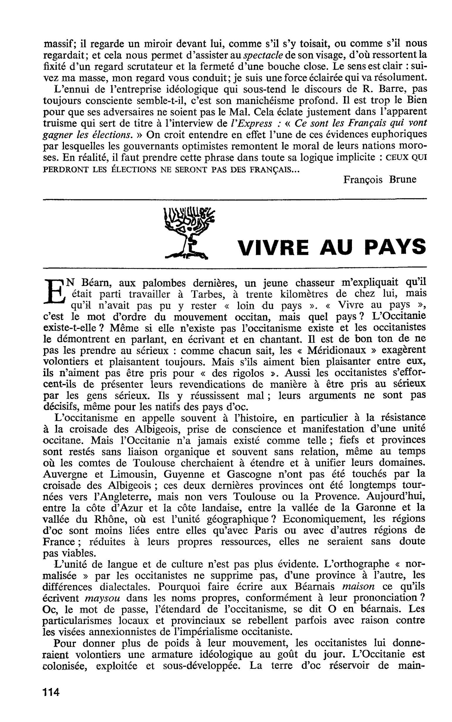 VIVRE AU PAYS