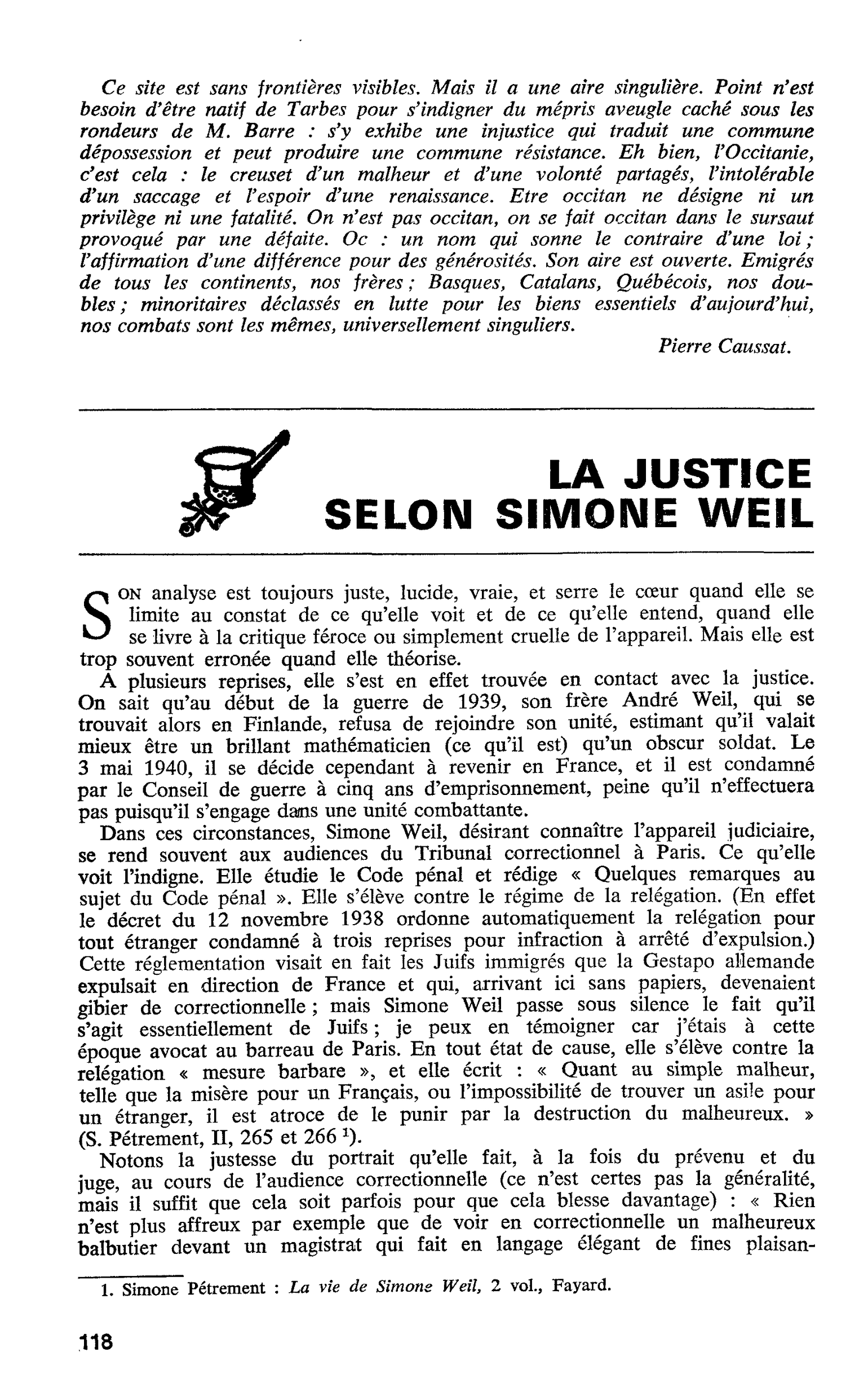 LA JUSTICE SELON SIMONE WEIL
