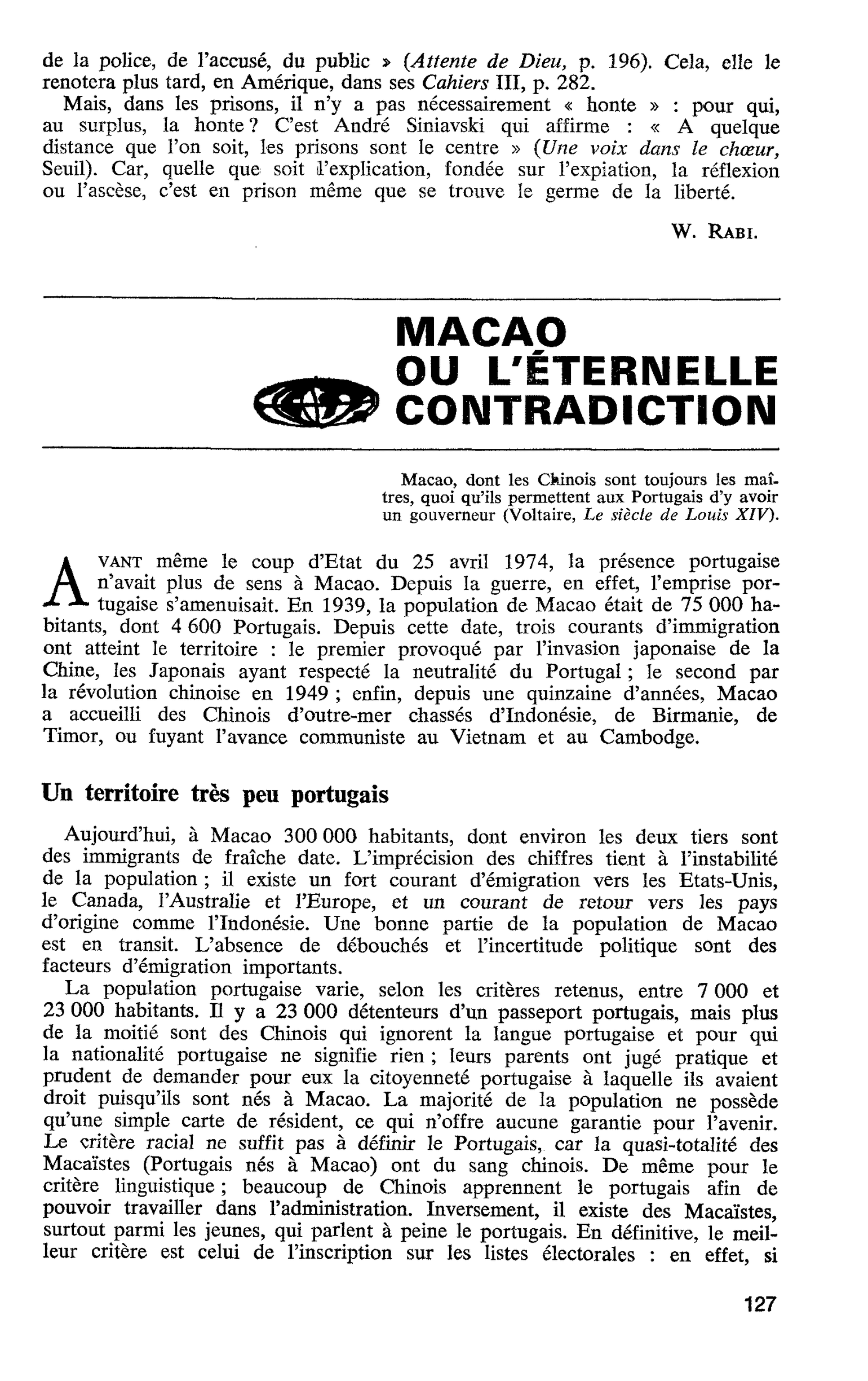 MACAO OU L’ÉTERNELLE CONTRADICTION