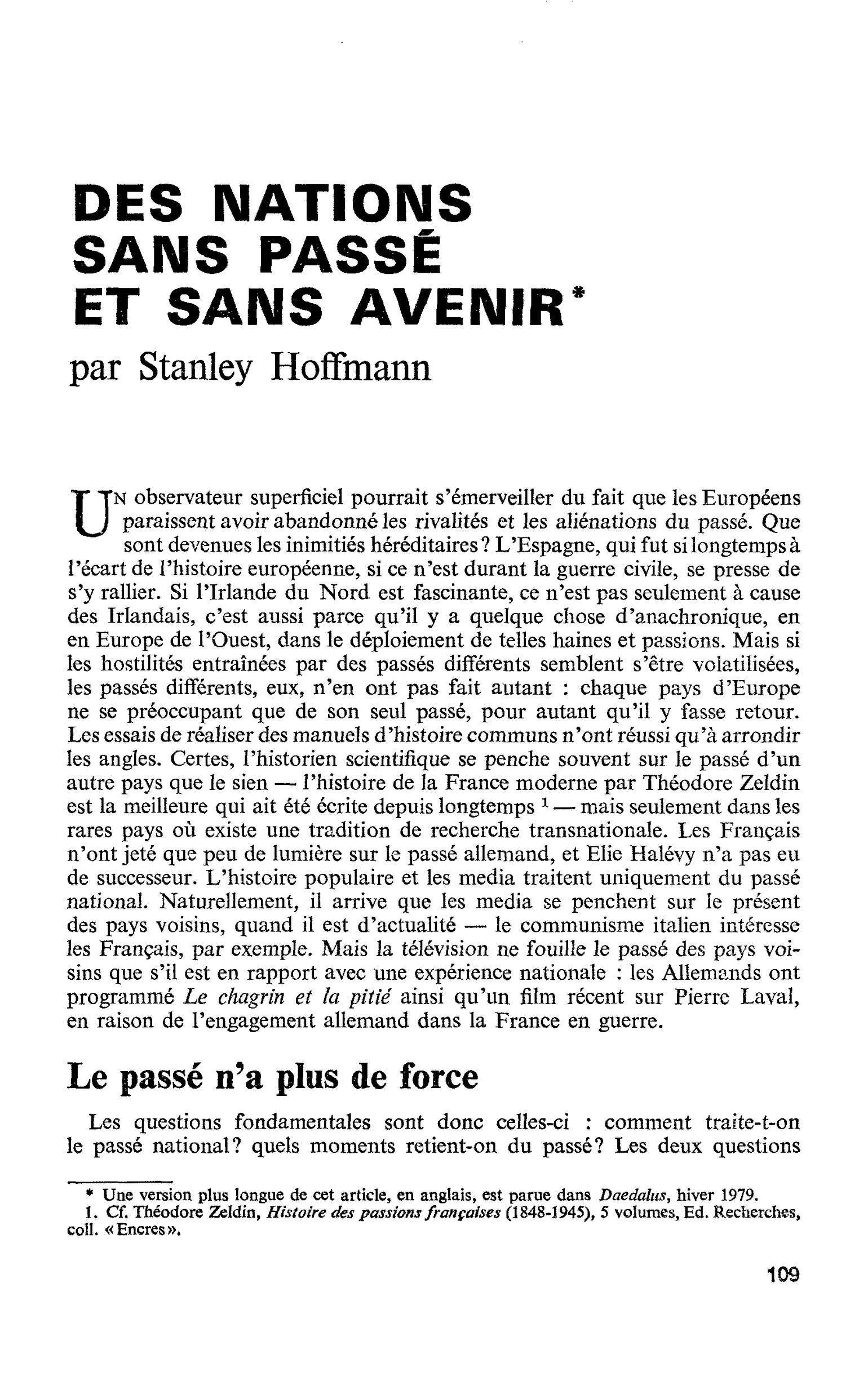 DES NATIONS SANS PASSÉ ET SANS AVENIR